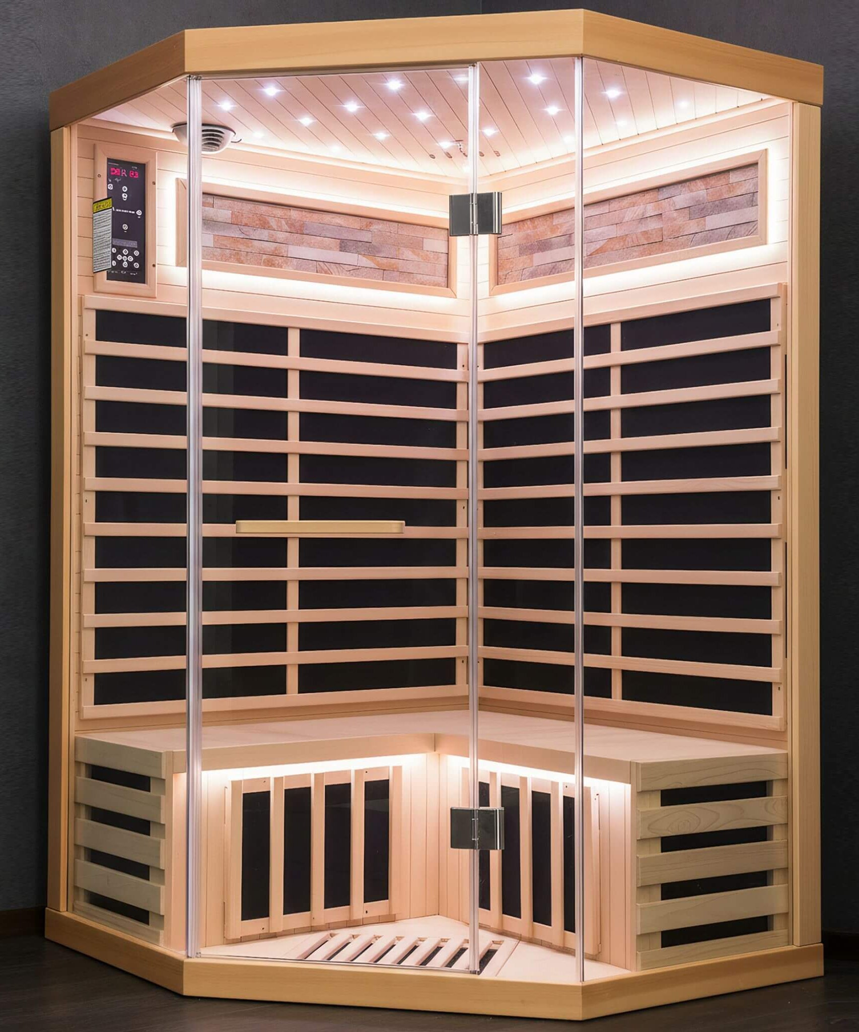 Ember Premium Canadian Hemlock 2-Person Indoor Infrared Sauna Room With Glass Front (SAK21495)