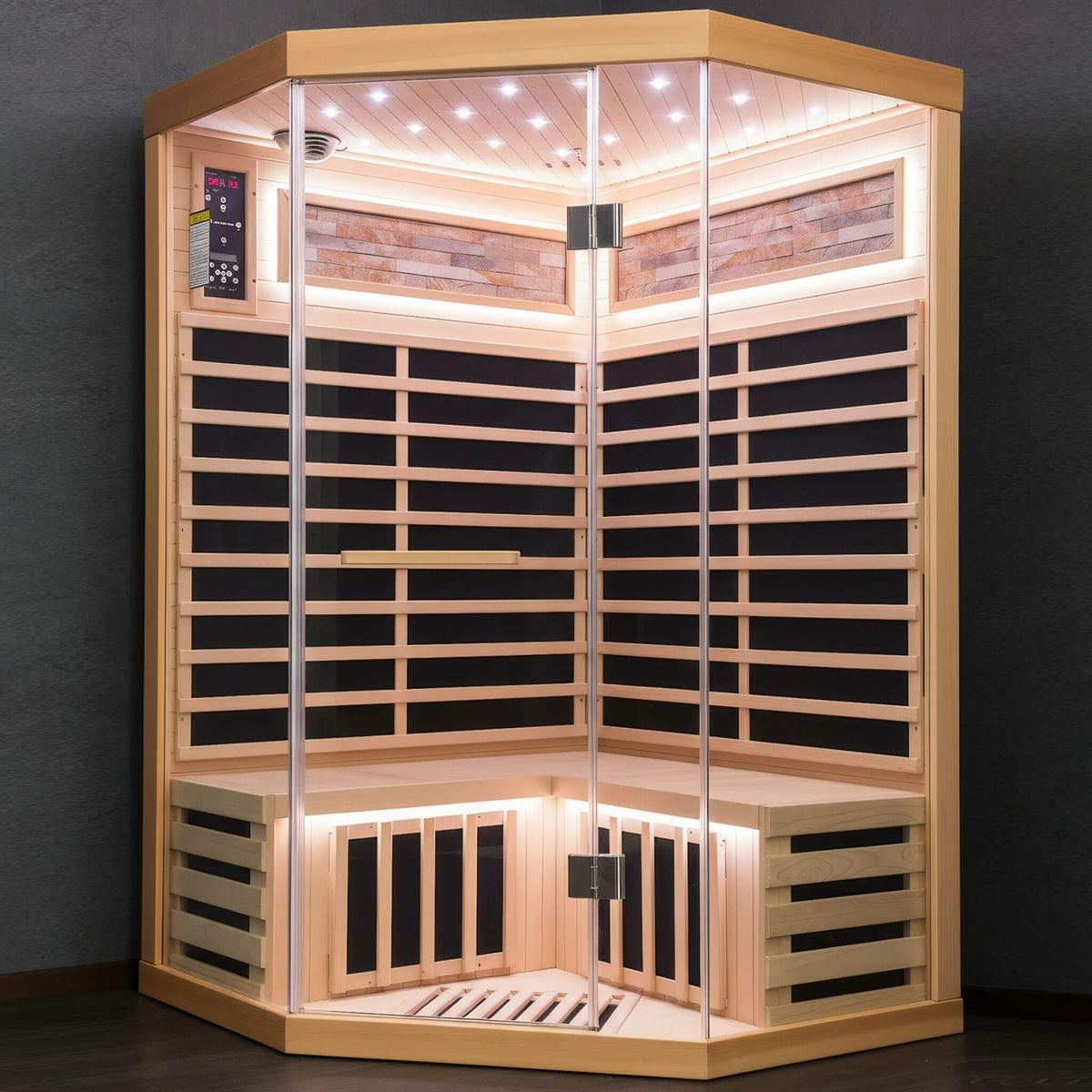 Ember Premium Canadian Hemlock 2-Person Indoor Infrared Sauna Room With Glass Front (SAK21495)