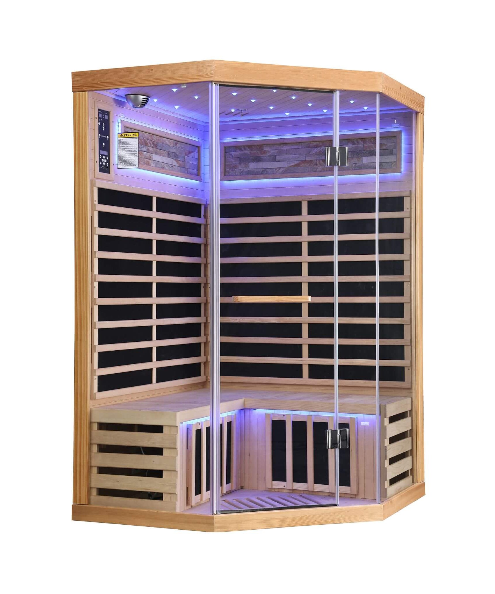 Ember Premium Canadian Hemlock 2-Person Indoor Infrared Sauna Room With Glass Front (SAK21495)