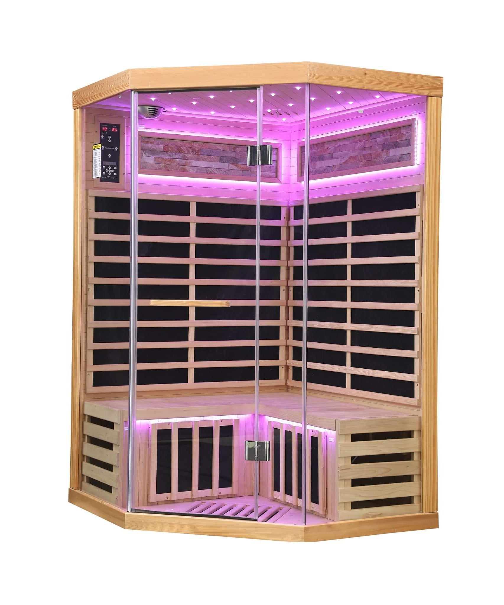 Ember Premium Canadian Hemlock 2-Person Indoor Infrared Sauna Room With Glass Front (SAK21495)
