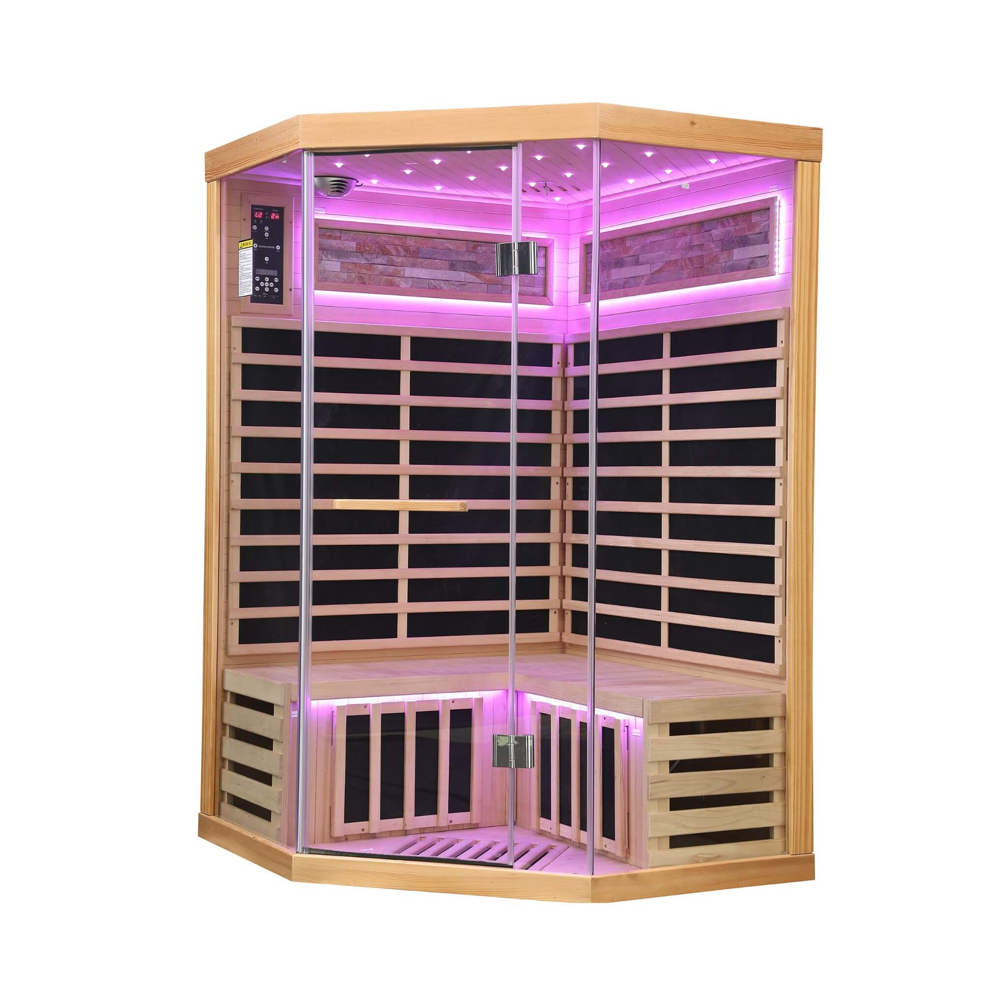 Ember Premium Canadian Hemlock 2-Person Indoor Infrared Sauna Room With Glass Front (SAK21495)