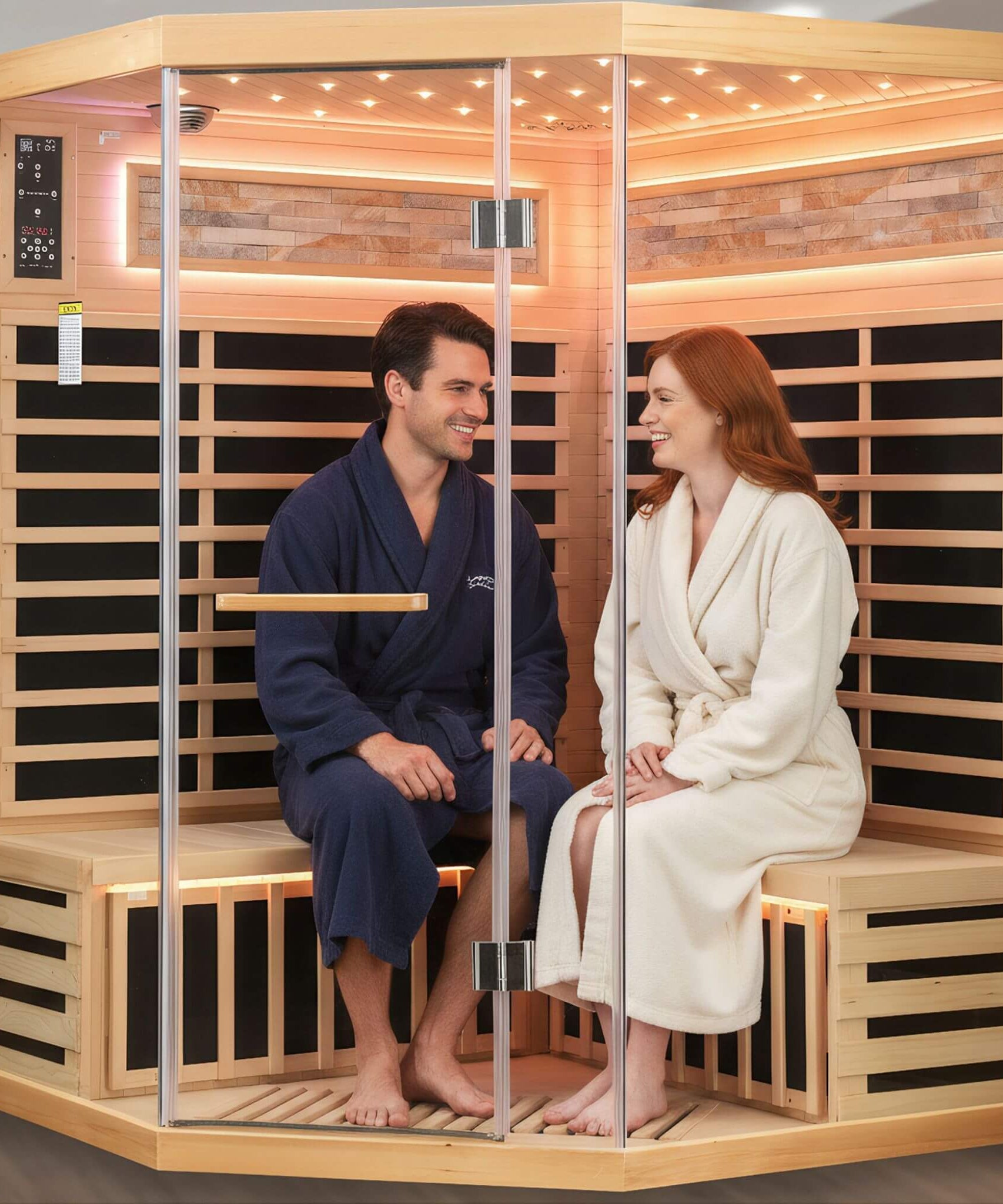 Aura Premium Canadian Hemlock Pentagonal Indoor Infrared Sauna Room With Glass Front (SAK98673)