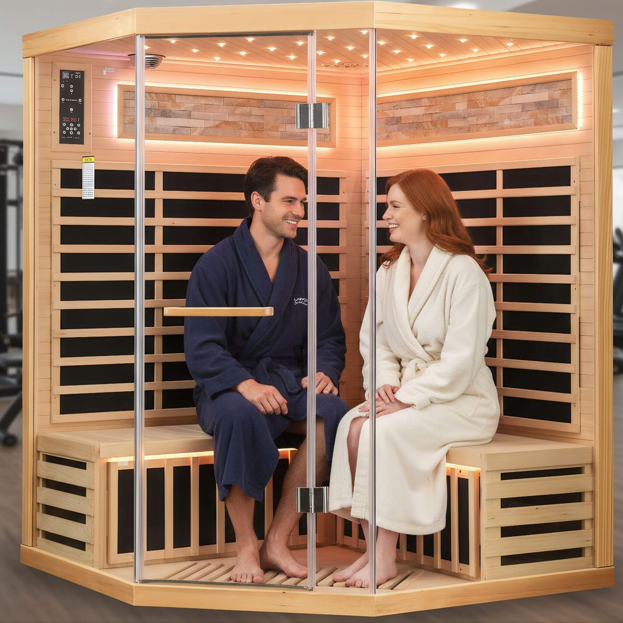 Aura Premium Canadian Hemlock Pentagonal Indoor Infrared Sauna Room With Glass Front (SAK98673)