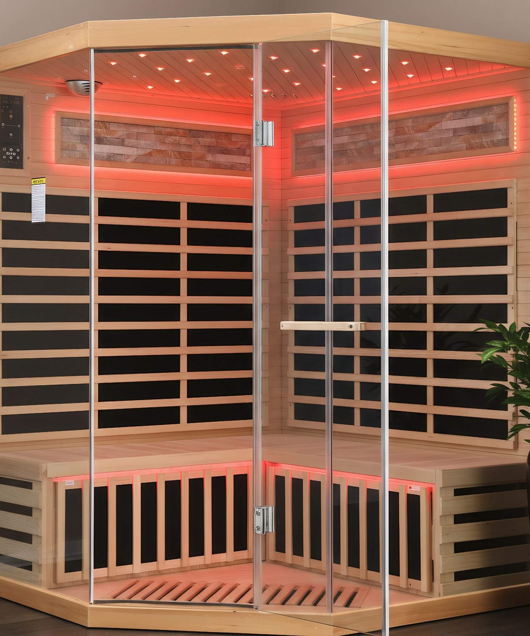 Aura Premium Canadian Hemlock Pentagonal Indoor Infrared Sauna Room With Glass Front (SAK98673)