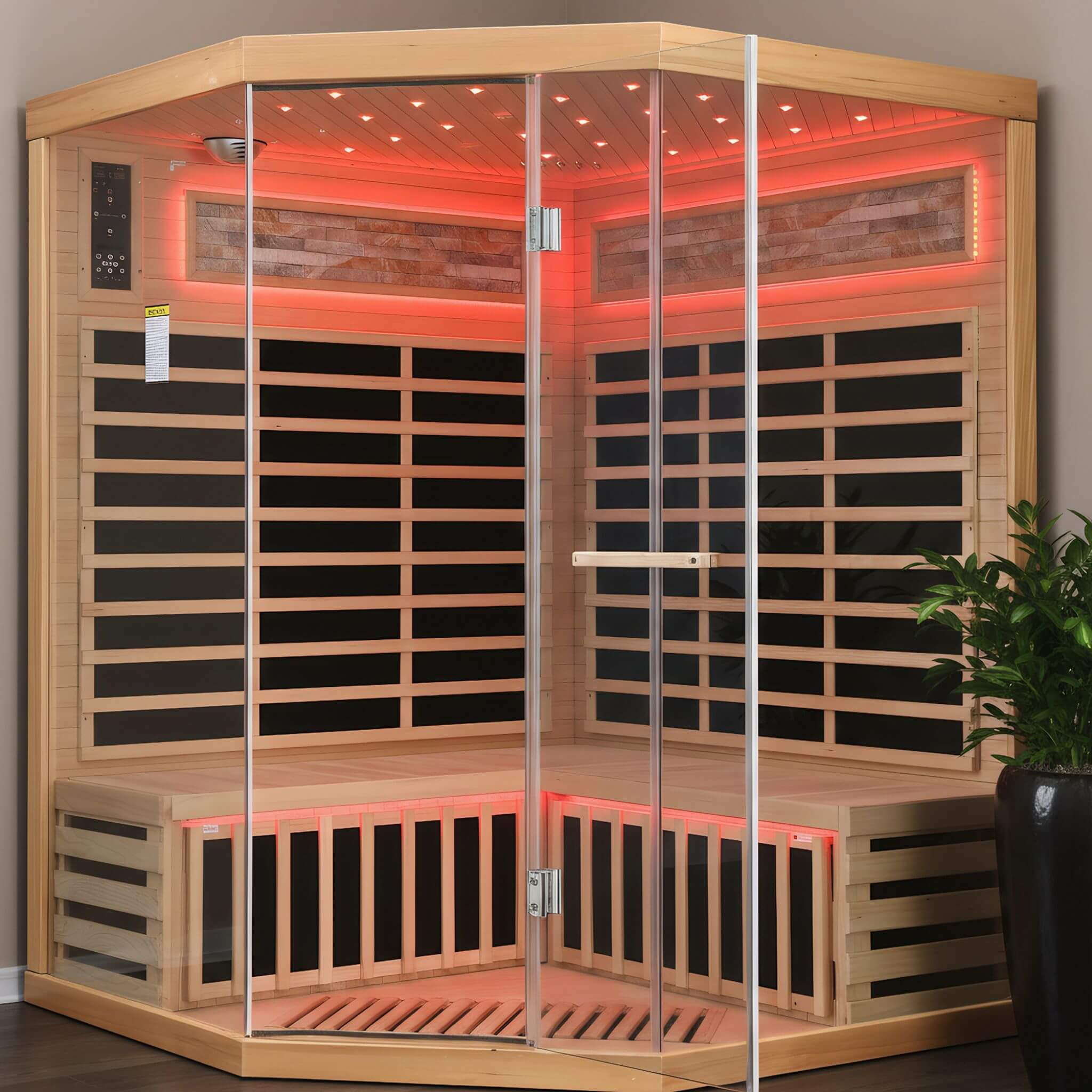 Aura Premium Canadian Hemlock Pentagonal Indoor Infrared Sauna Room With Glass Front (SAK98673)