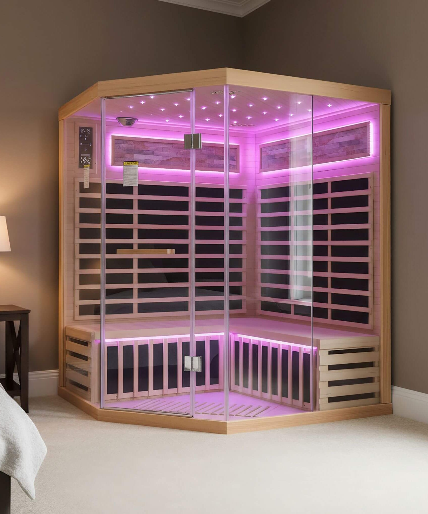 Aura Premium Canadian Hemlock Pentagonal Indoor Infrared Sauna Room With Glass Front (SAK98673)