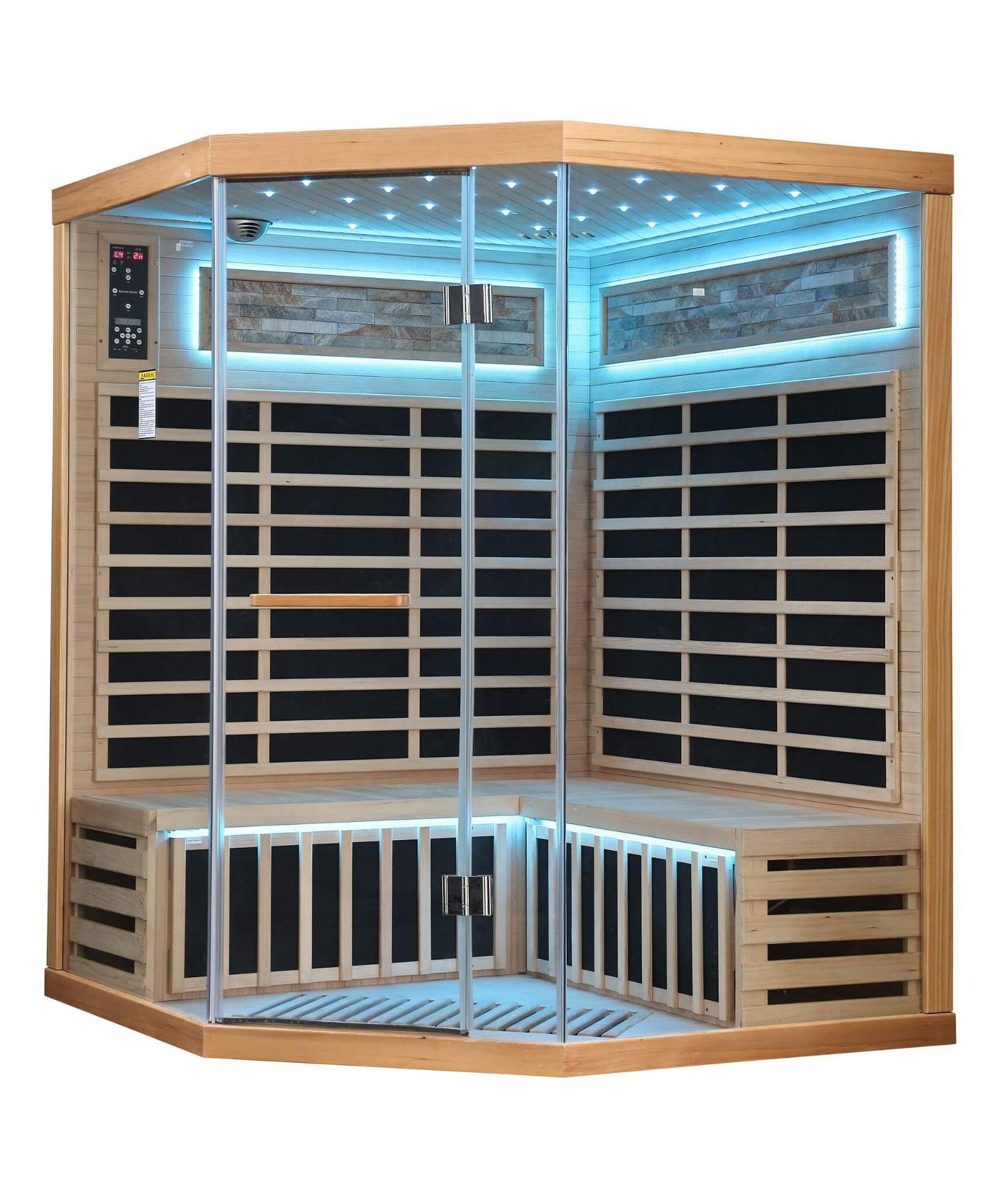 Aura Premium Canadian Hemlock Pentagonal Indoor Infrared Sauna Room With Glass Front (SAK98673)