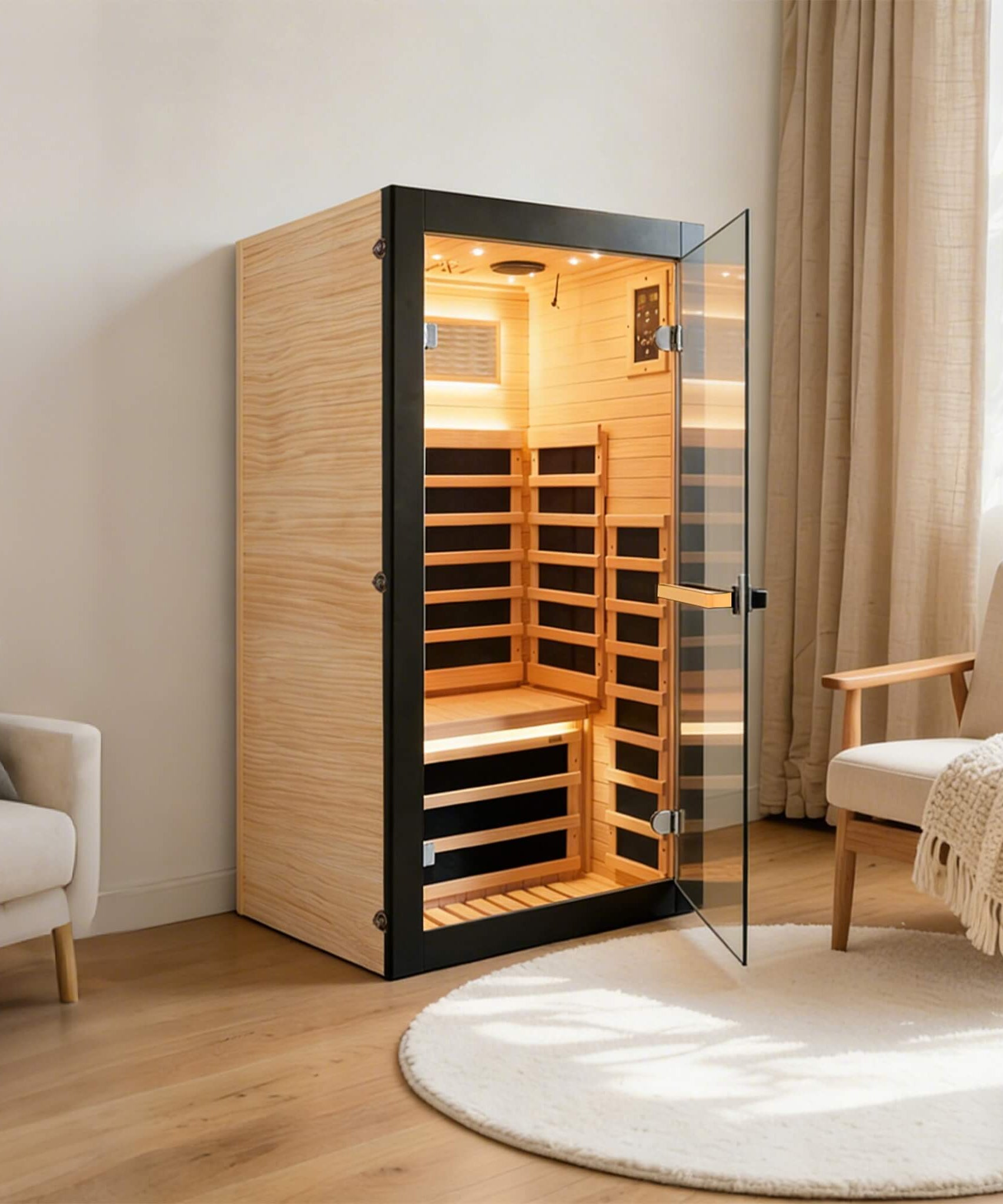 Thermora Solara Single-Person Chilean Pine Infrared Sauna Cabin (SAK57926)