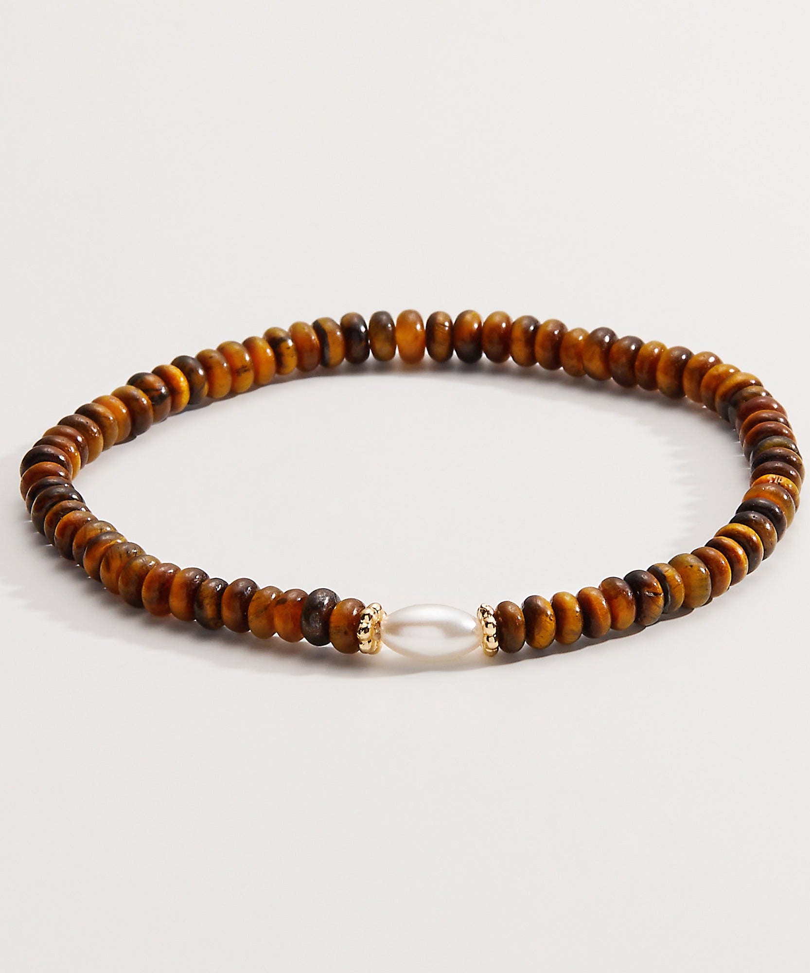 Tiger's Eye and Pearl Stretch Bracelet