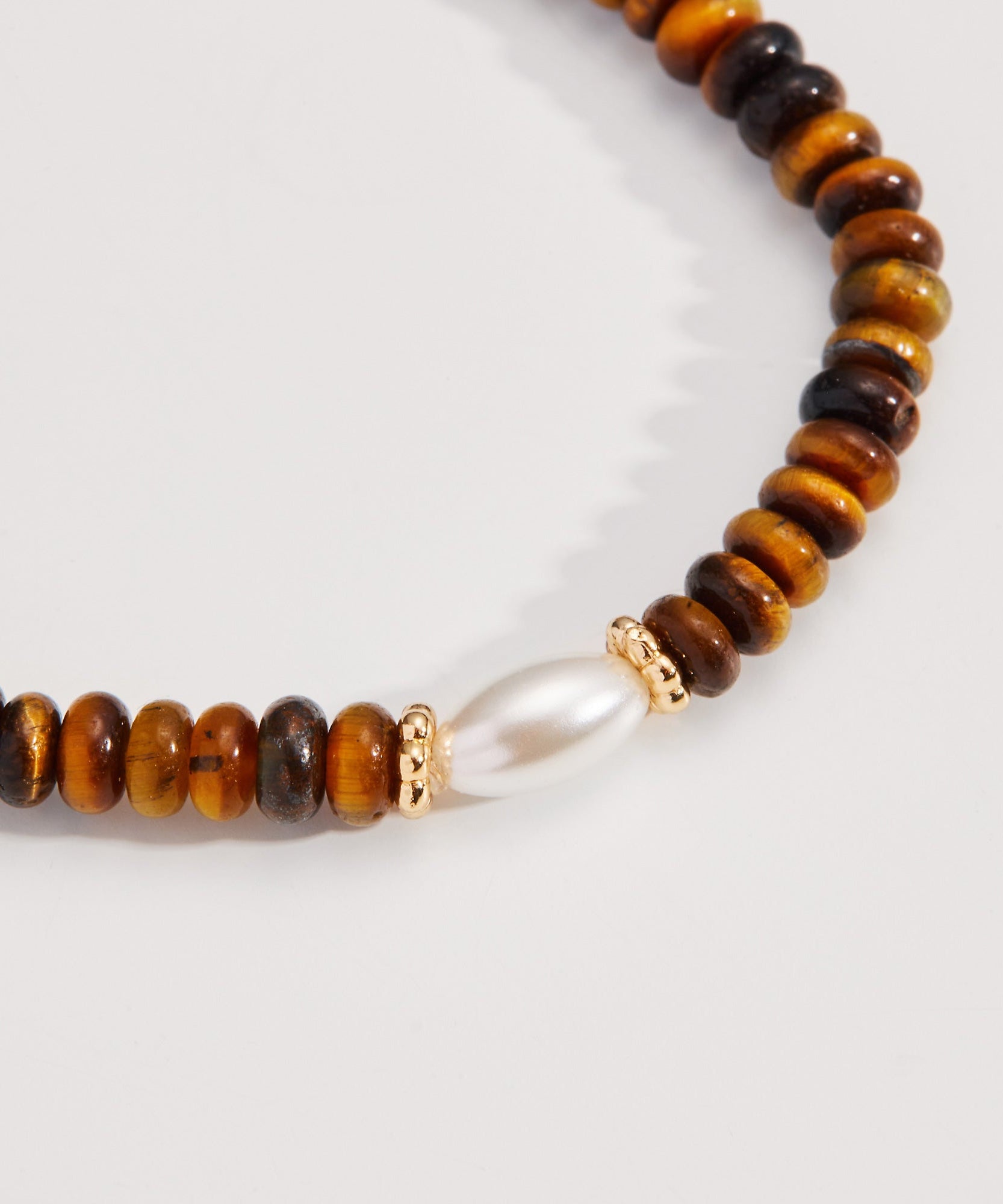 Tiger's Eye and Pearl Stretch Bracelet