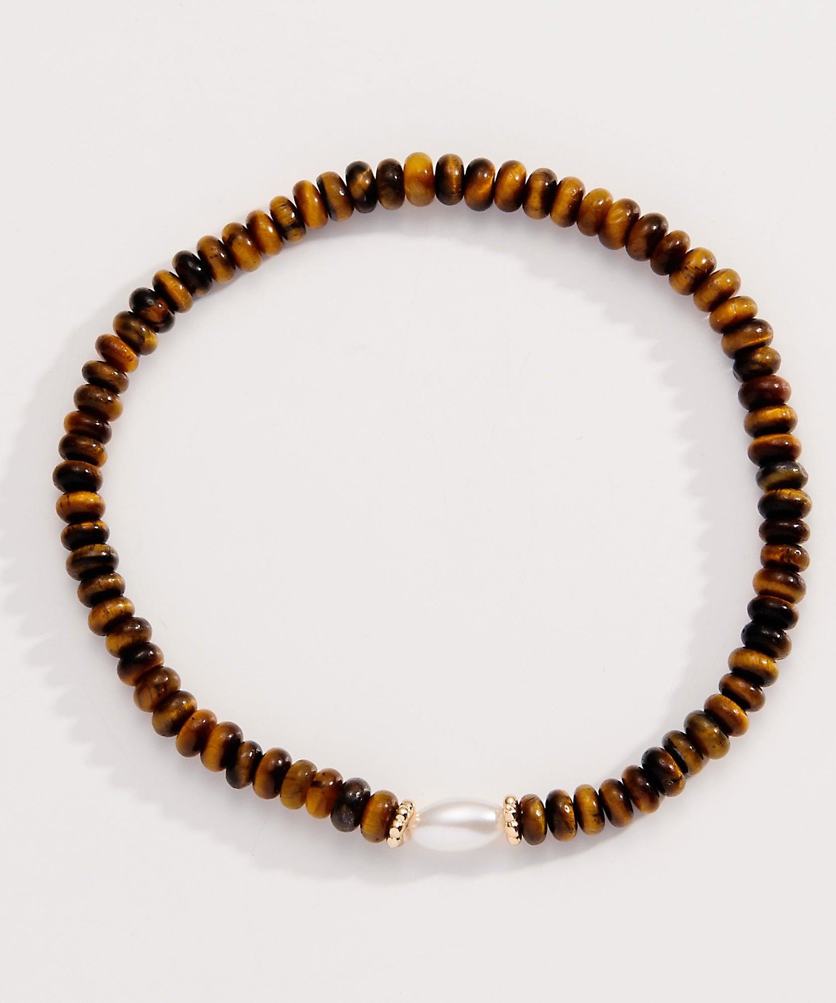 Tiger's Eye and Pearl Stretch Bracelet