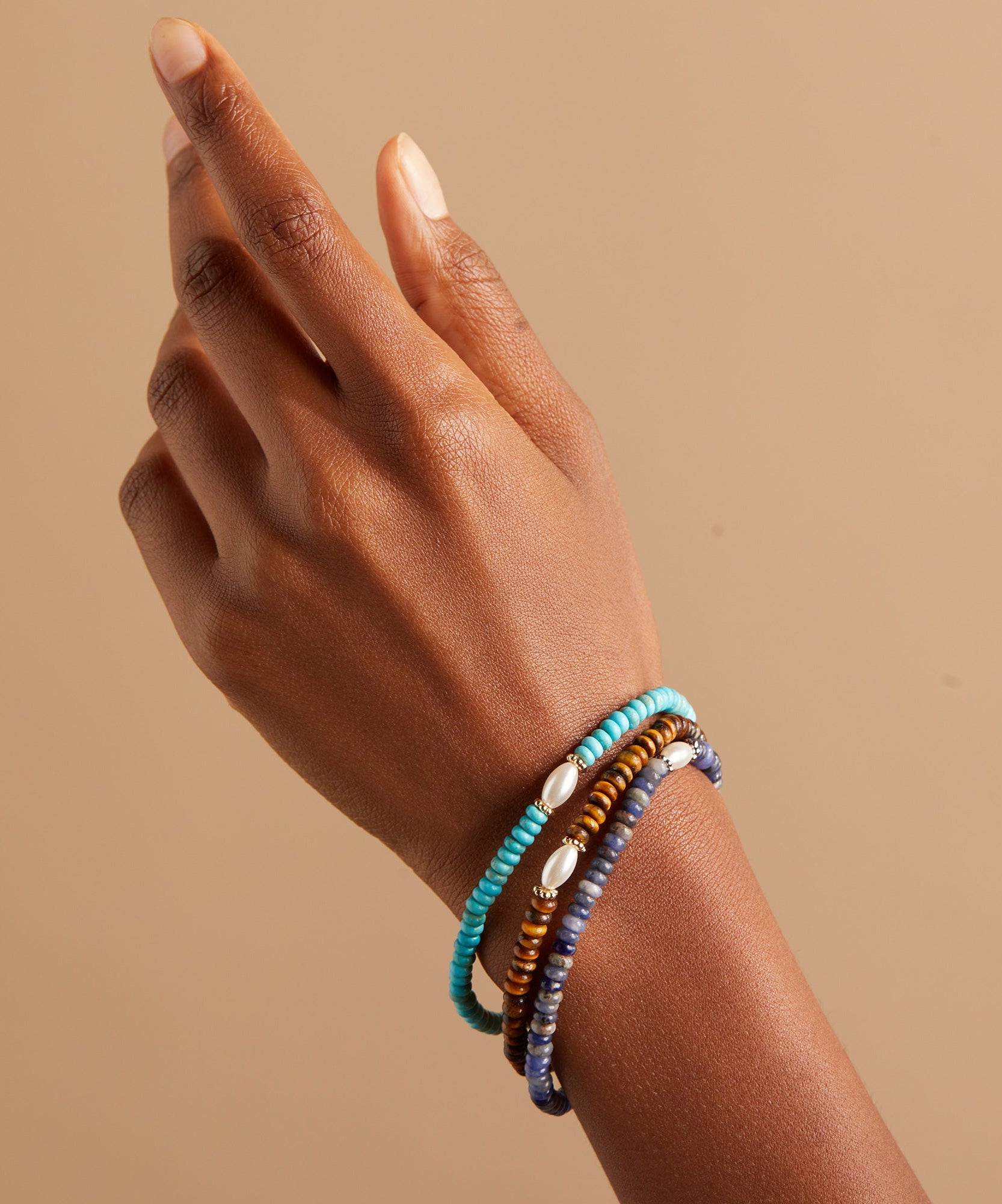 Tiger's Eye and Pearl Stretch Bracelet