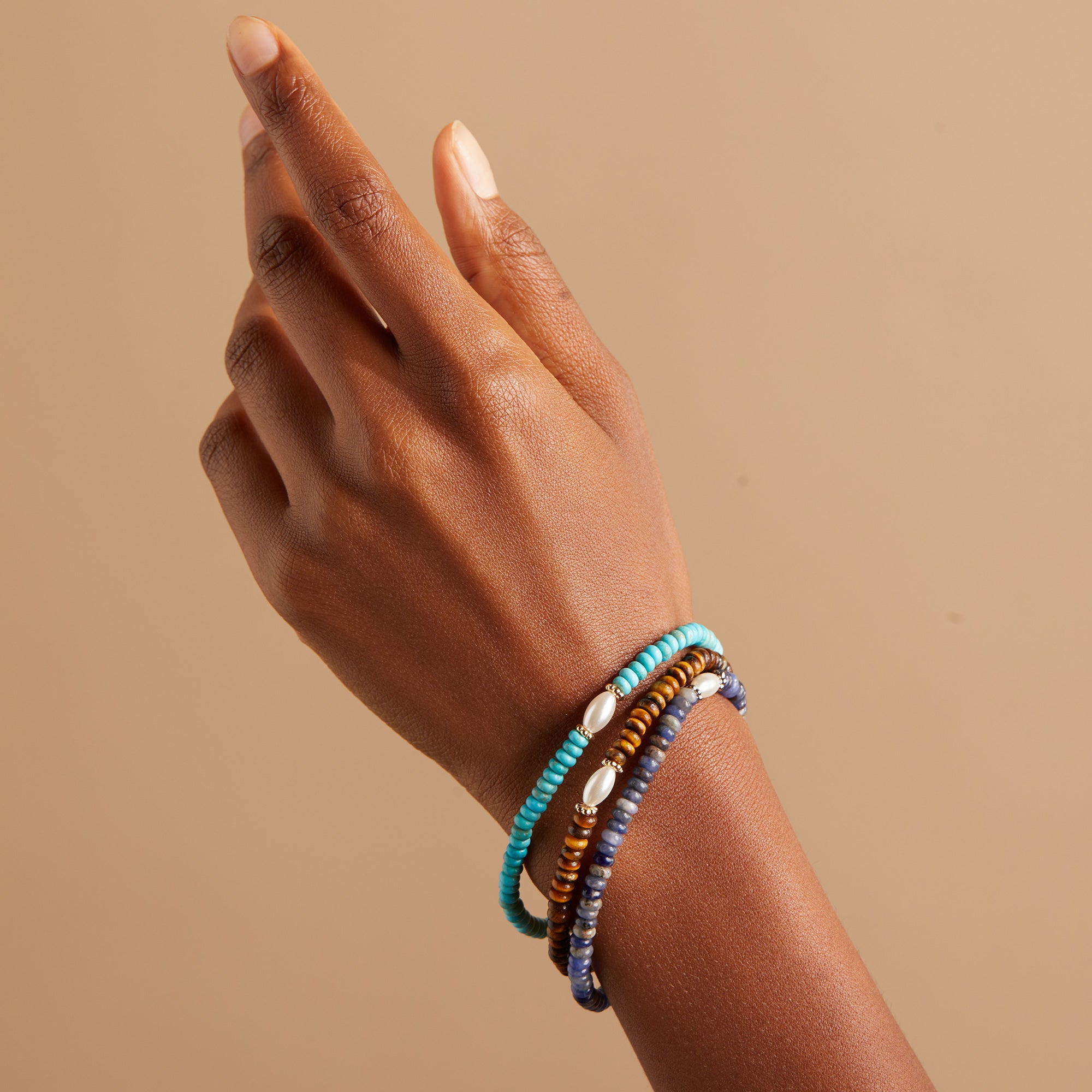 Tiger's Eye and Pearl Stretch Bracelet