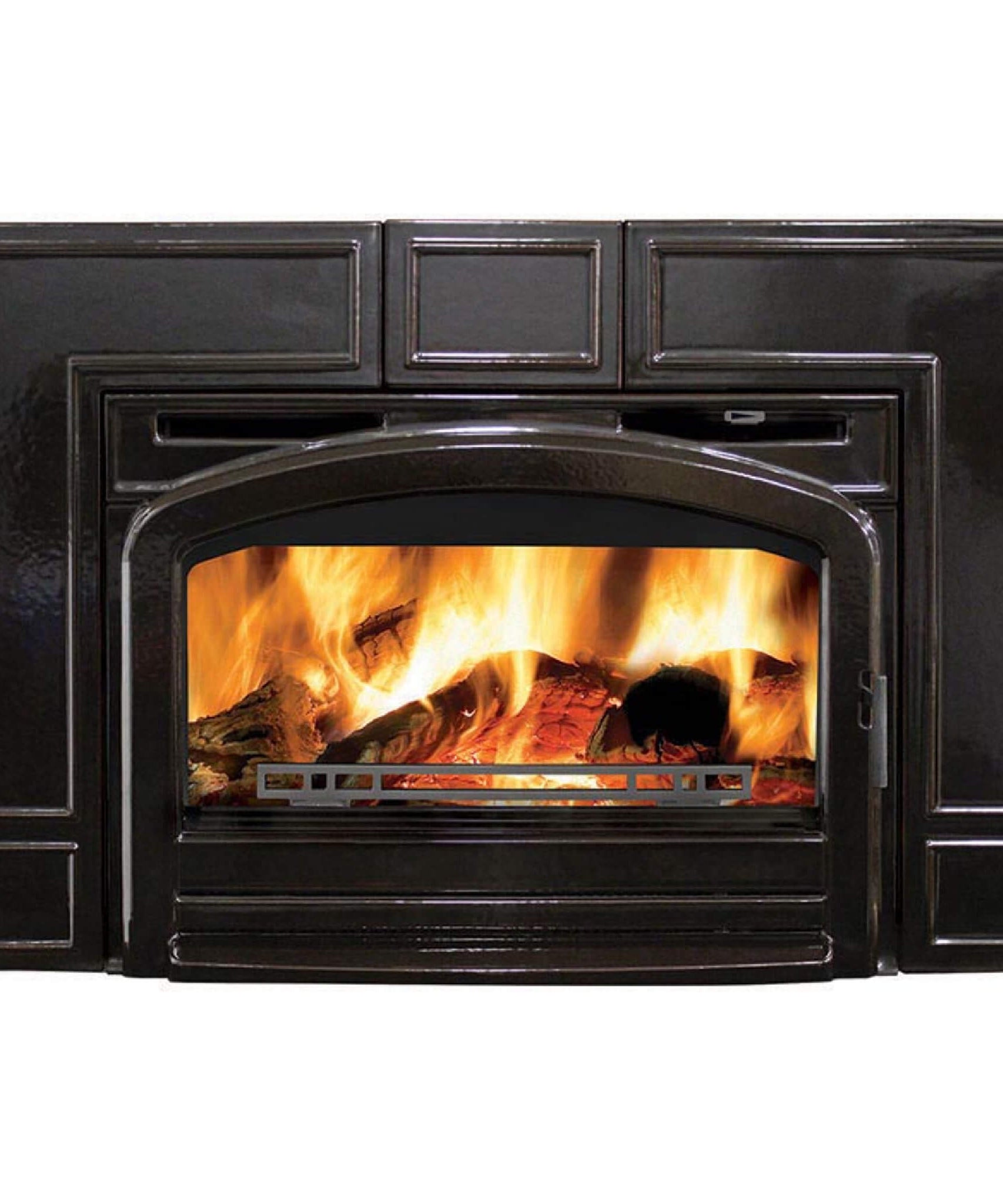 Timberwolf Wood-Burning Cast-Iron Majolica Brown Fireplace Insert [TI3T-1] (SAK25840)