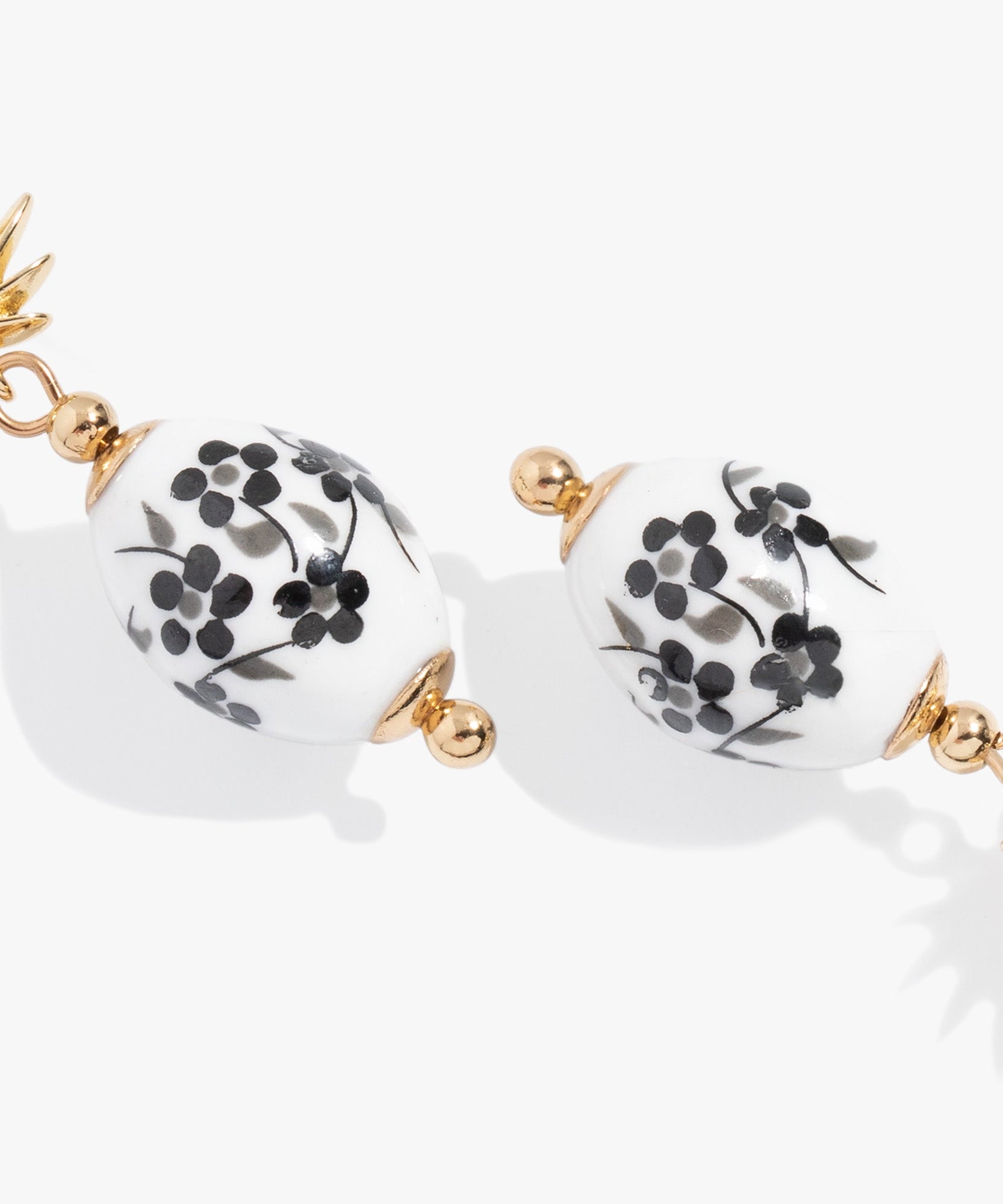 Toile and Palm Drop Earrings