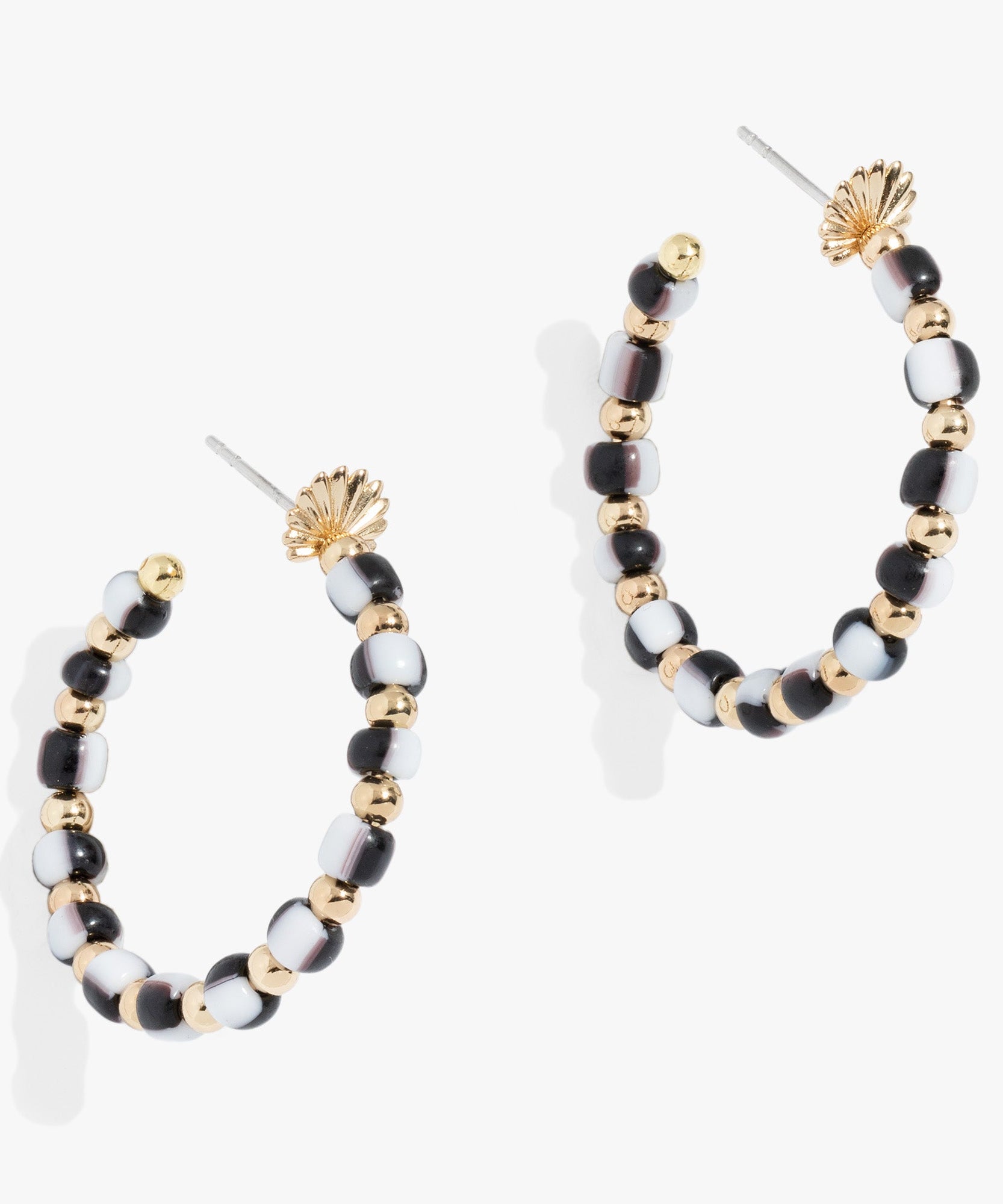 Toile Beaded Hoop Earrings