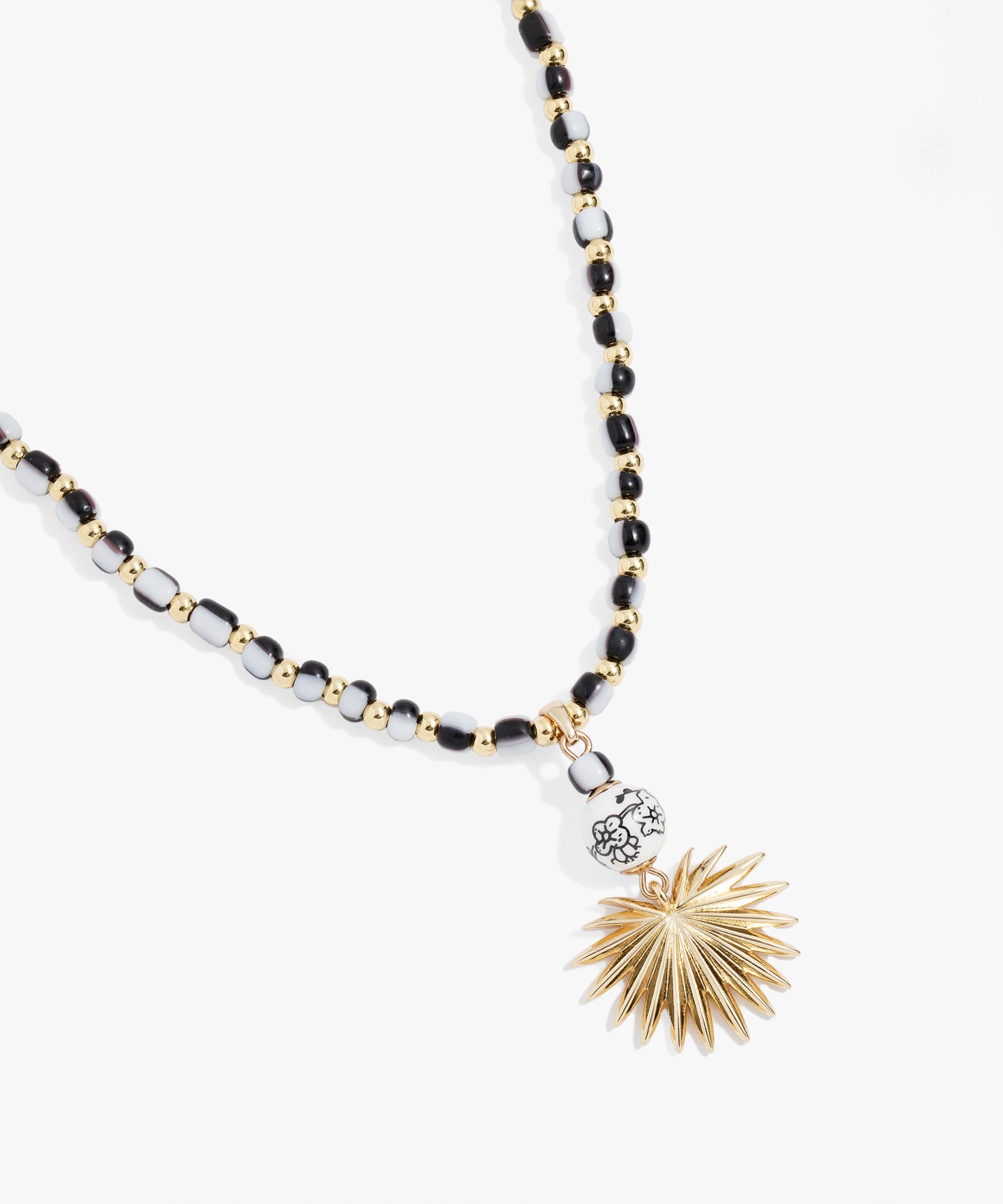 Toile Beaded Palm Pendant Necklace