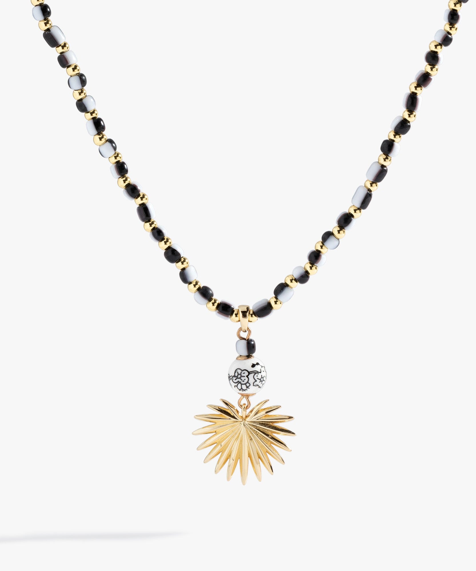 Toile Beaded Palm Pendant Necklace