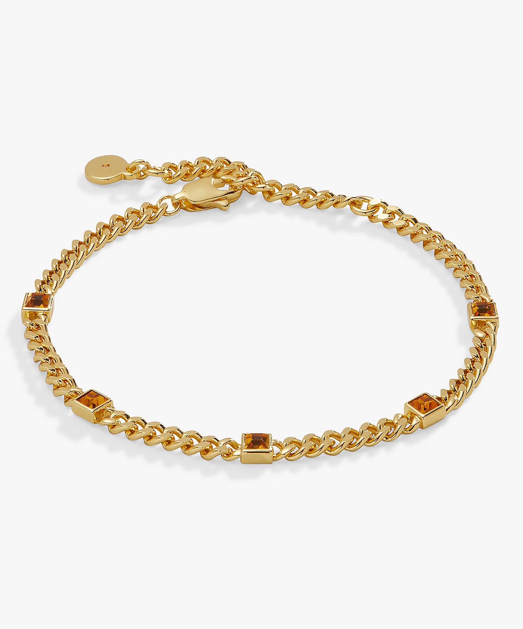 November Birthstone Topaz Curb Chain Bracelet