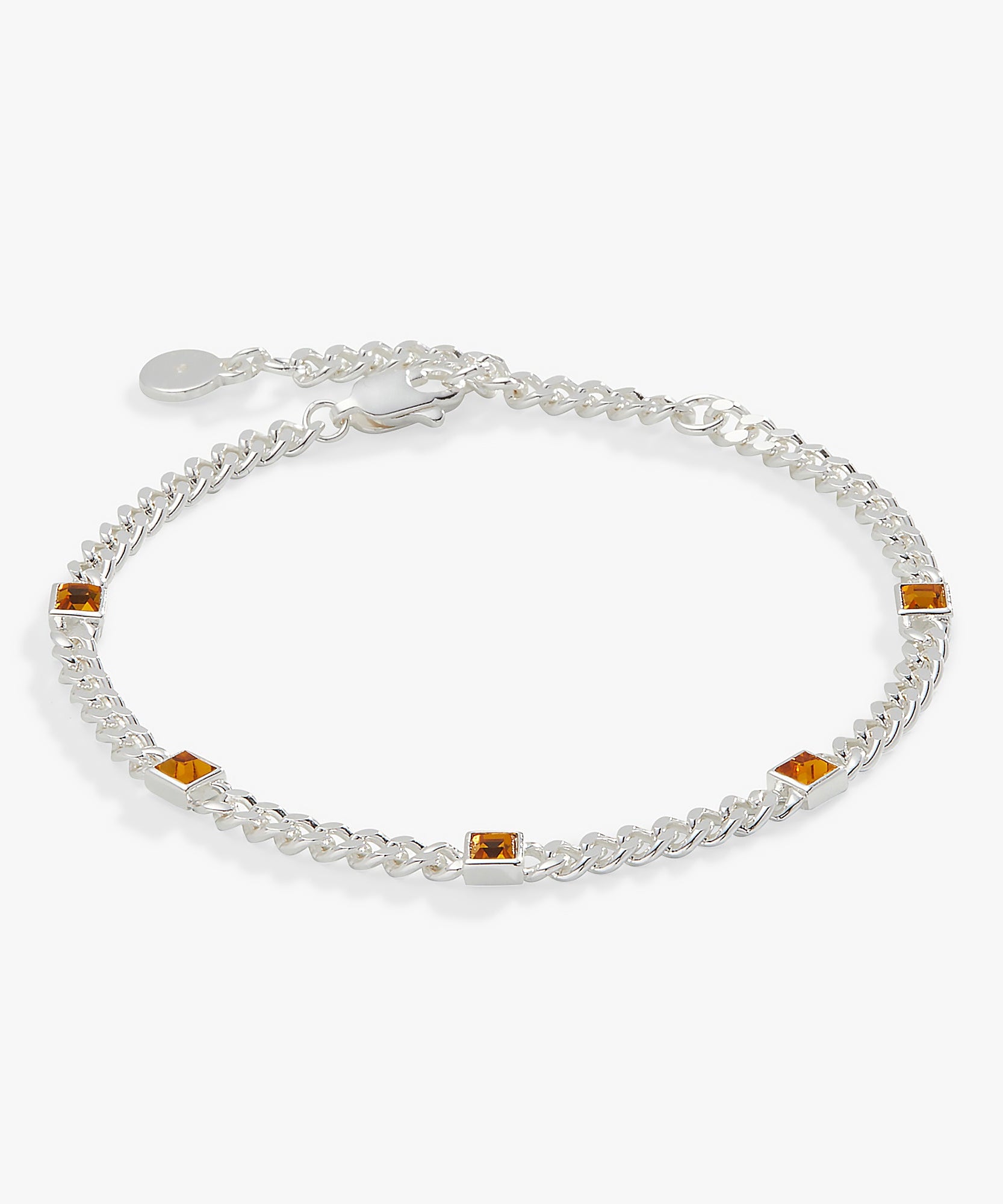 November Birthstone Topaz Curb Chain Bracelet