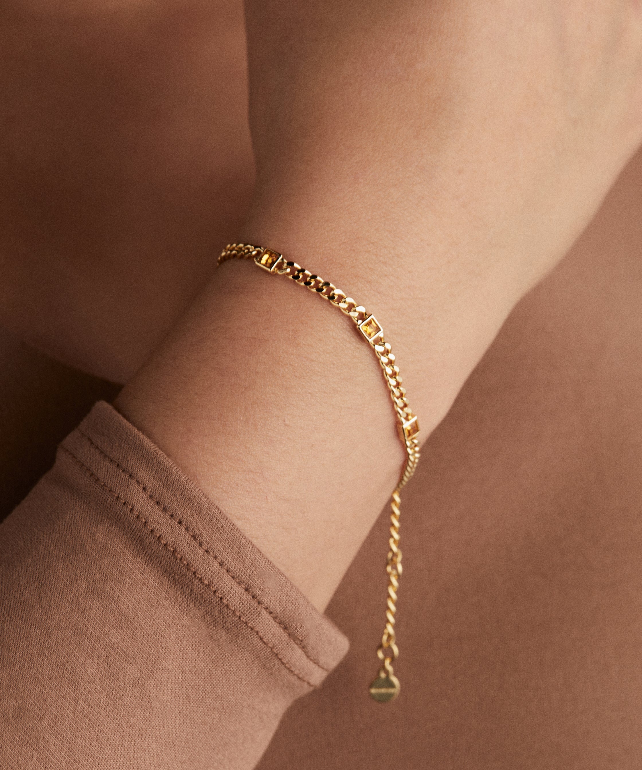 November Birthstone Topaz Curb Chain Bracelet