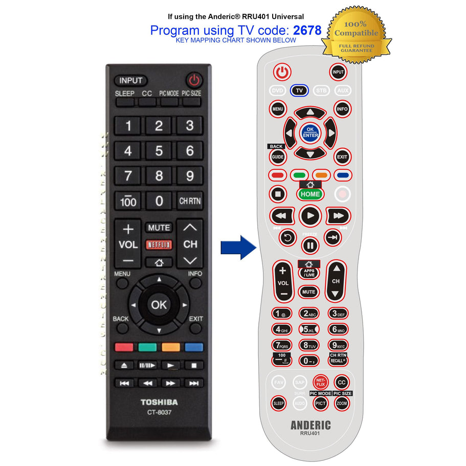 Toshiba CT-8037 Smart TV Remote Control | Netflix - 75037885