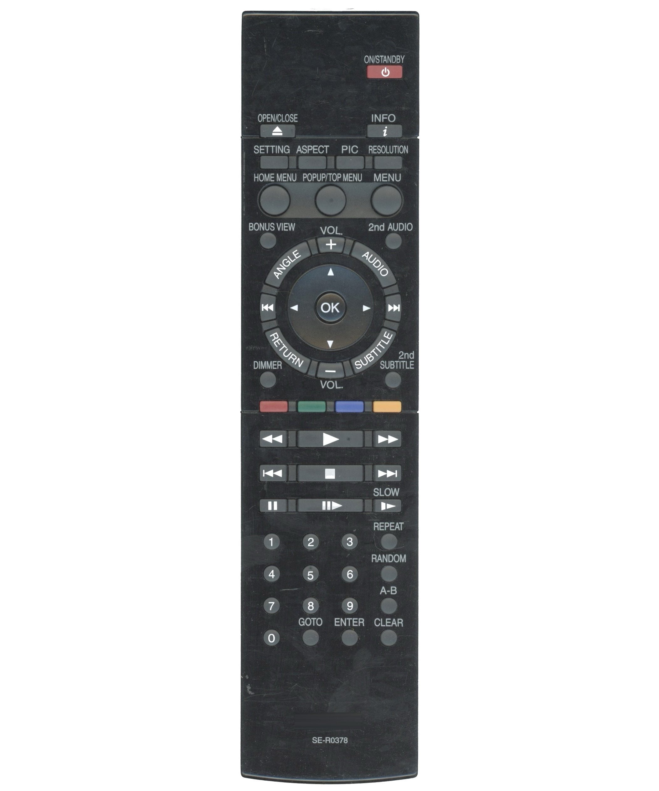 Toshiba SER0378 Blu-ray Remote Control - AH700767 SE-R0378