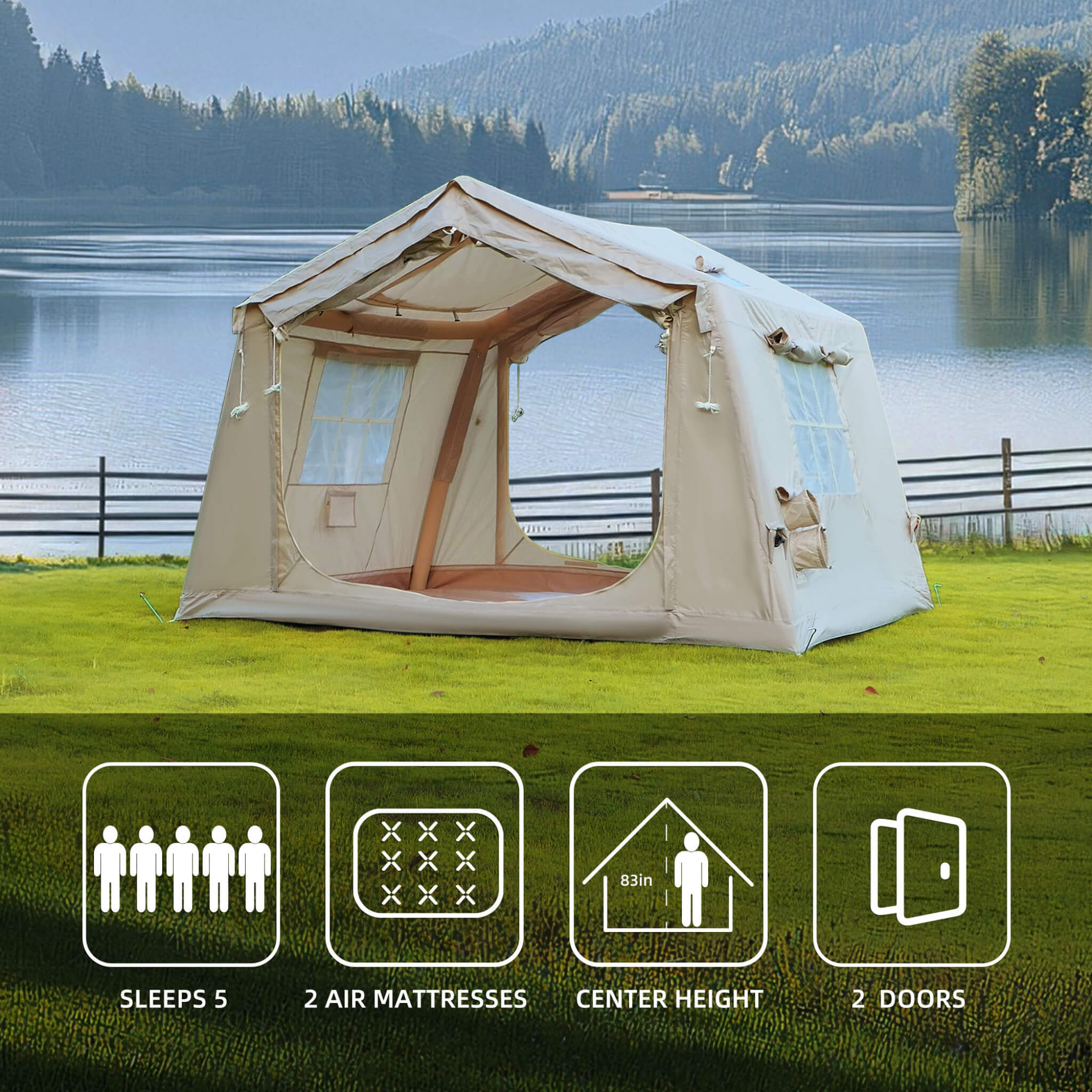 Trailora 4-Season Outdoor Inflatable Blow Up Camping Tent With Air Pump [4-6 People] (SAK46821)
