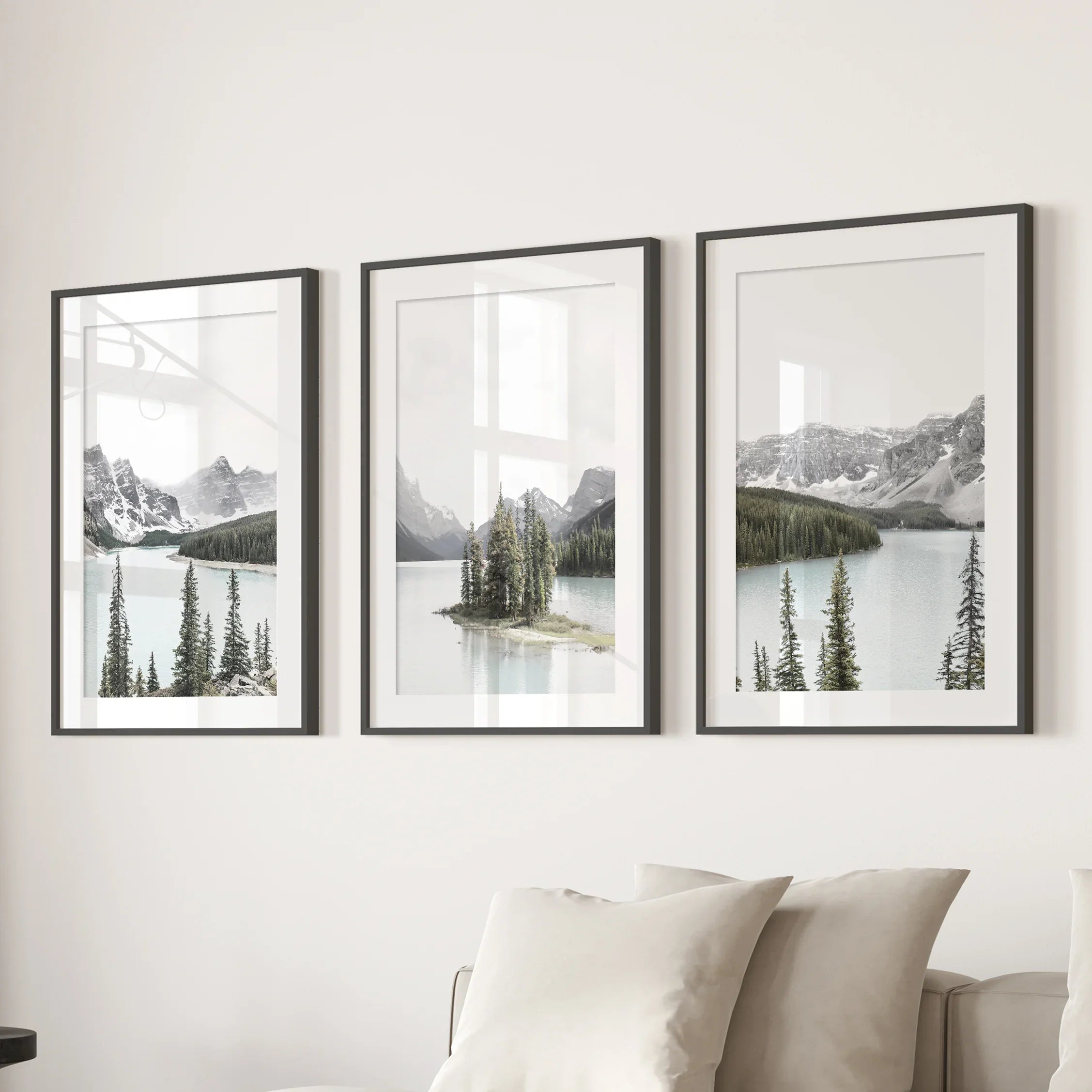 Canada Mountain Lake Poster. 3 Piece Nature Wall Art