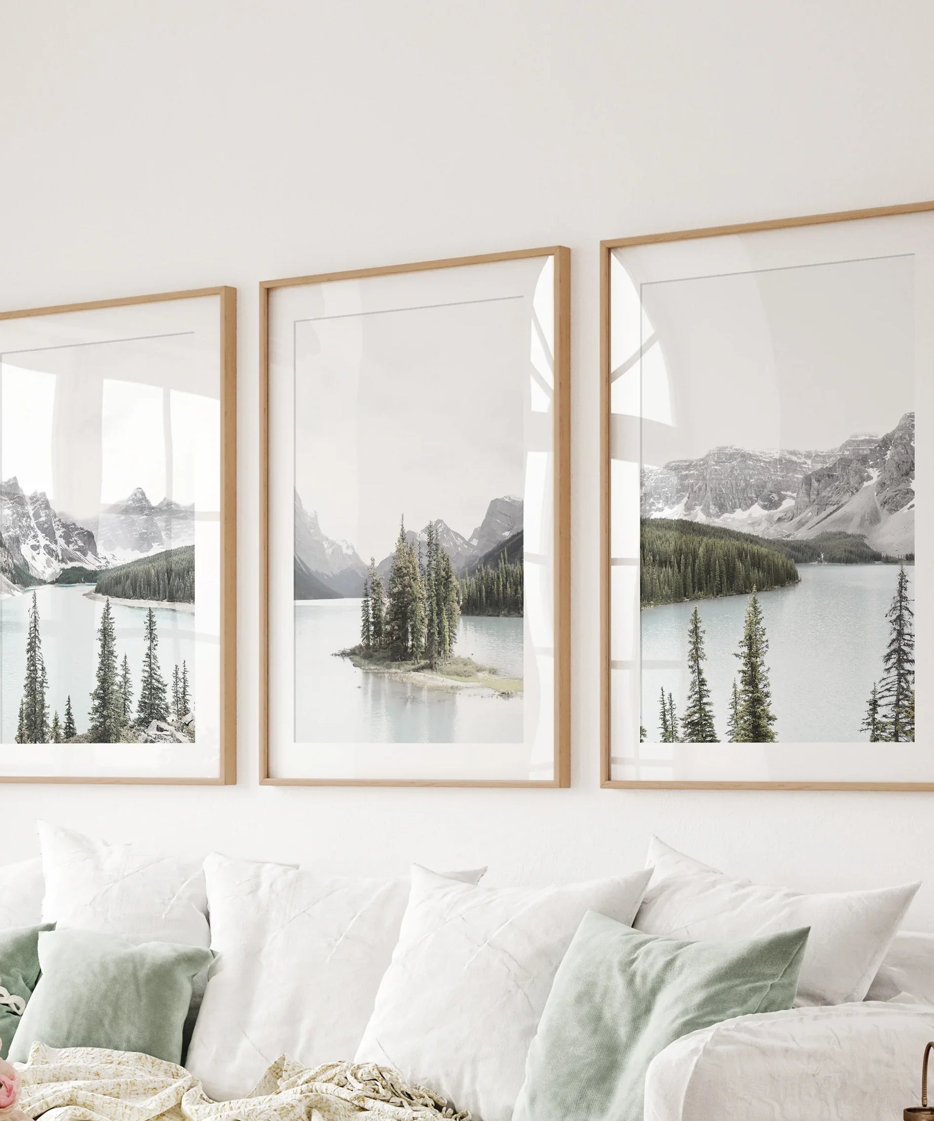 Canada Mountain Lake Poster. 3 Piece Nature Wall Art