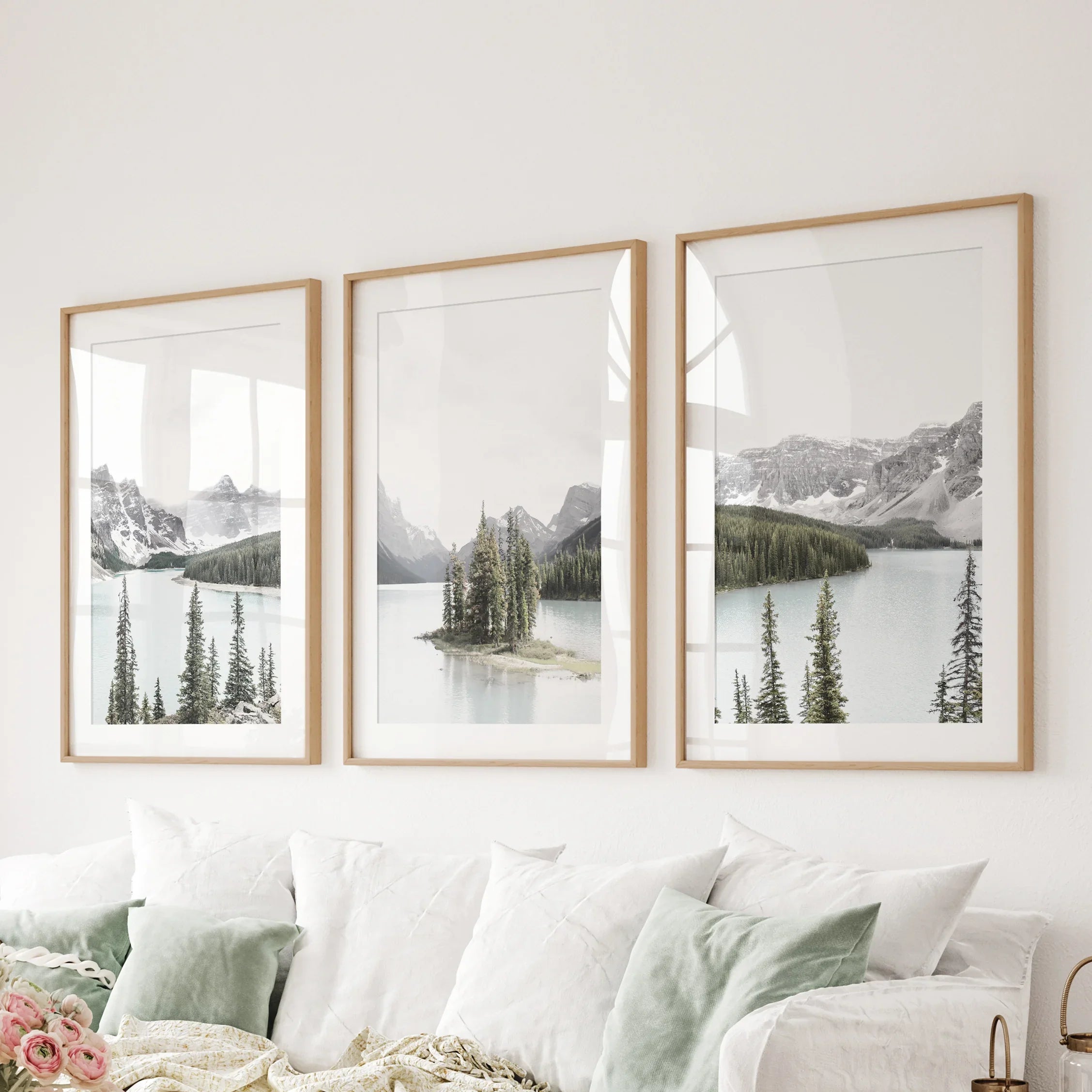 Canada Mountain Lake Poster. 3 Piece Nature Wall Art