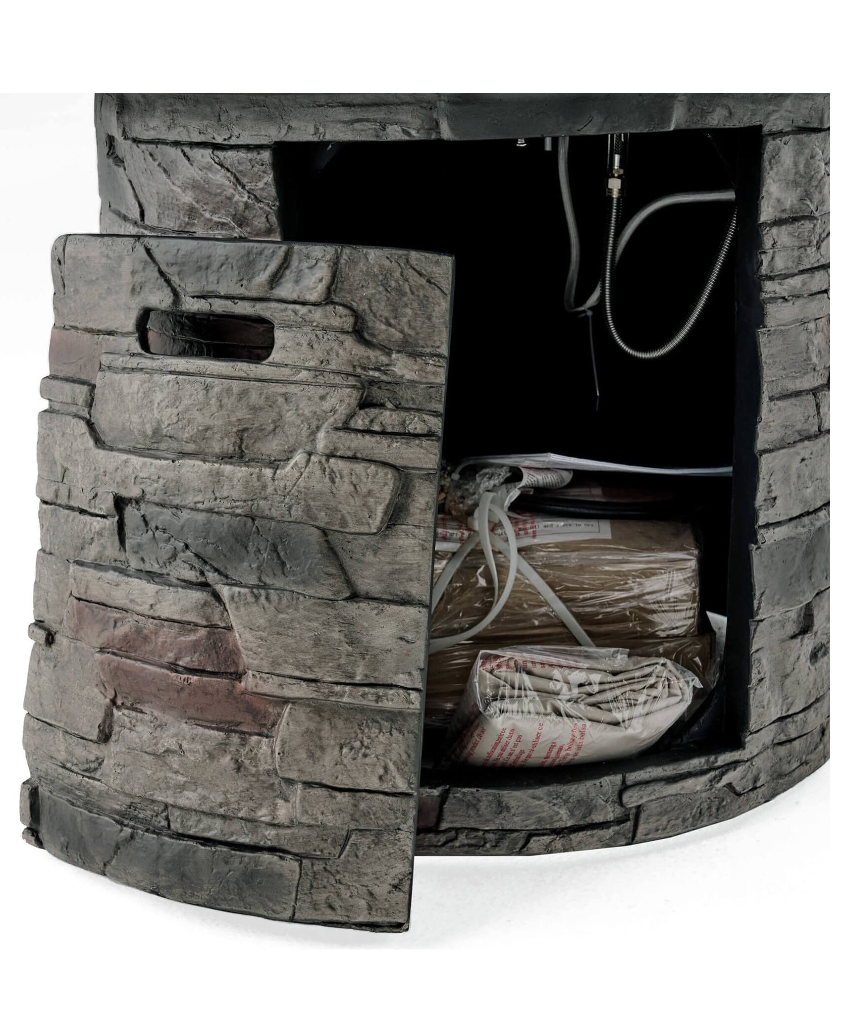 Alora 32-Inch Transitional Outdoor Concrete Round Propane Fire Pit Table, Gray (SAK48268)