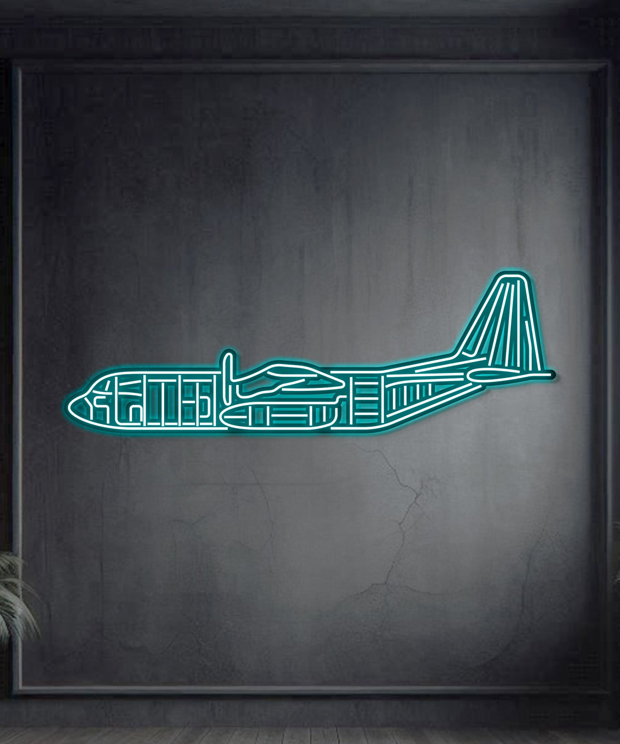 C-130 Metall-Neonflugzeug Wandkunst - NCN0019