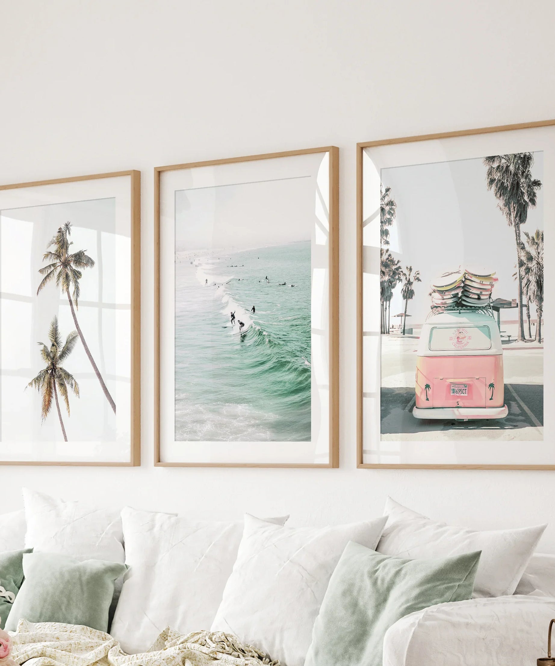 Tropical Beach Wall Art Set. Modern Coastal Surfing Prints