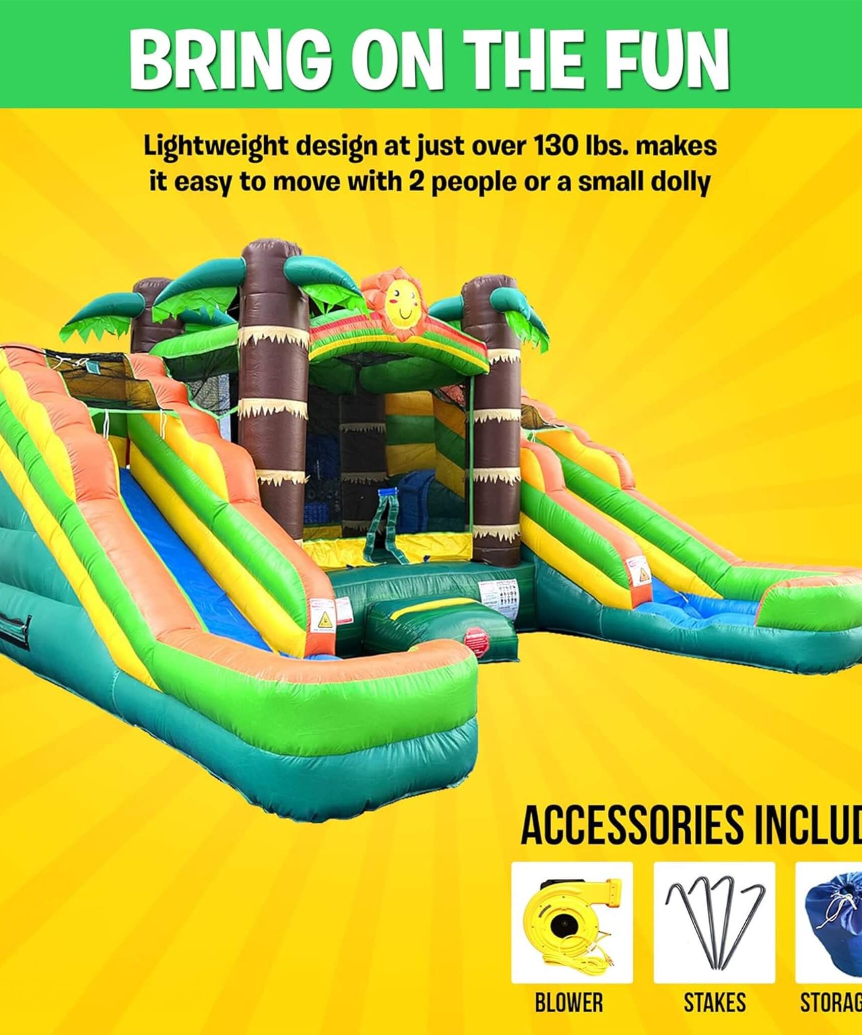 16FT Tropical Bounce House Combo With Double Water Slides (SAK92508)
