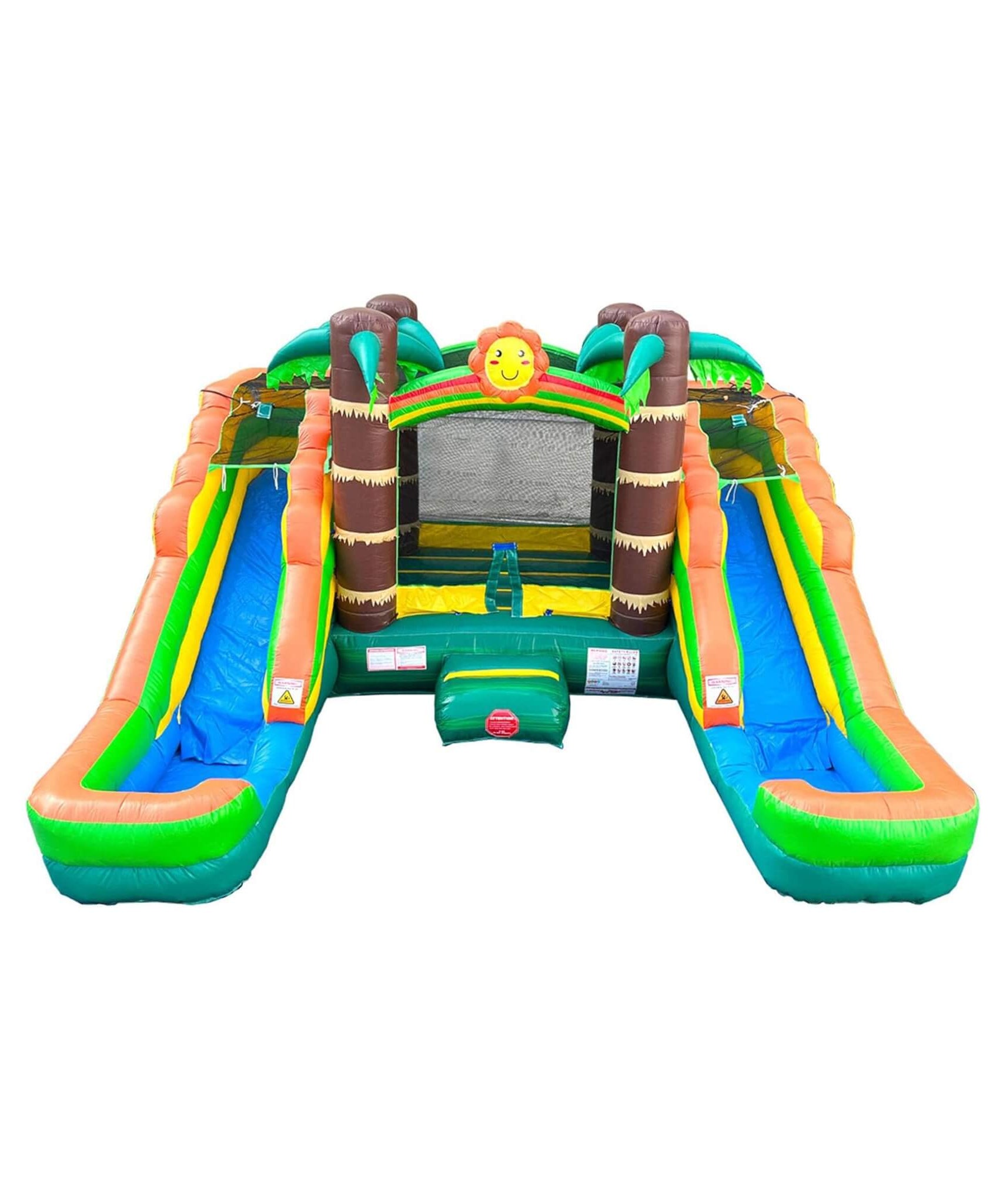 16FT Tropical Bounce House Combo With Double Water Slides (SAK92508)