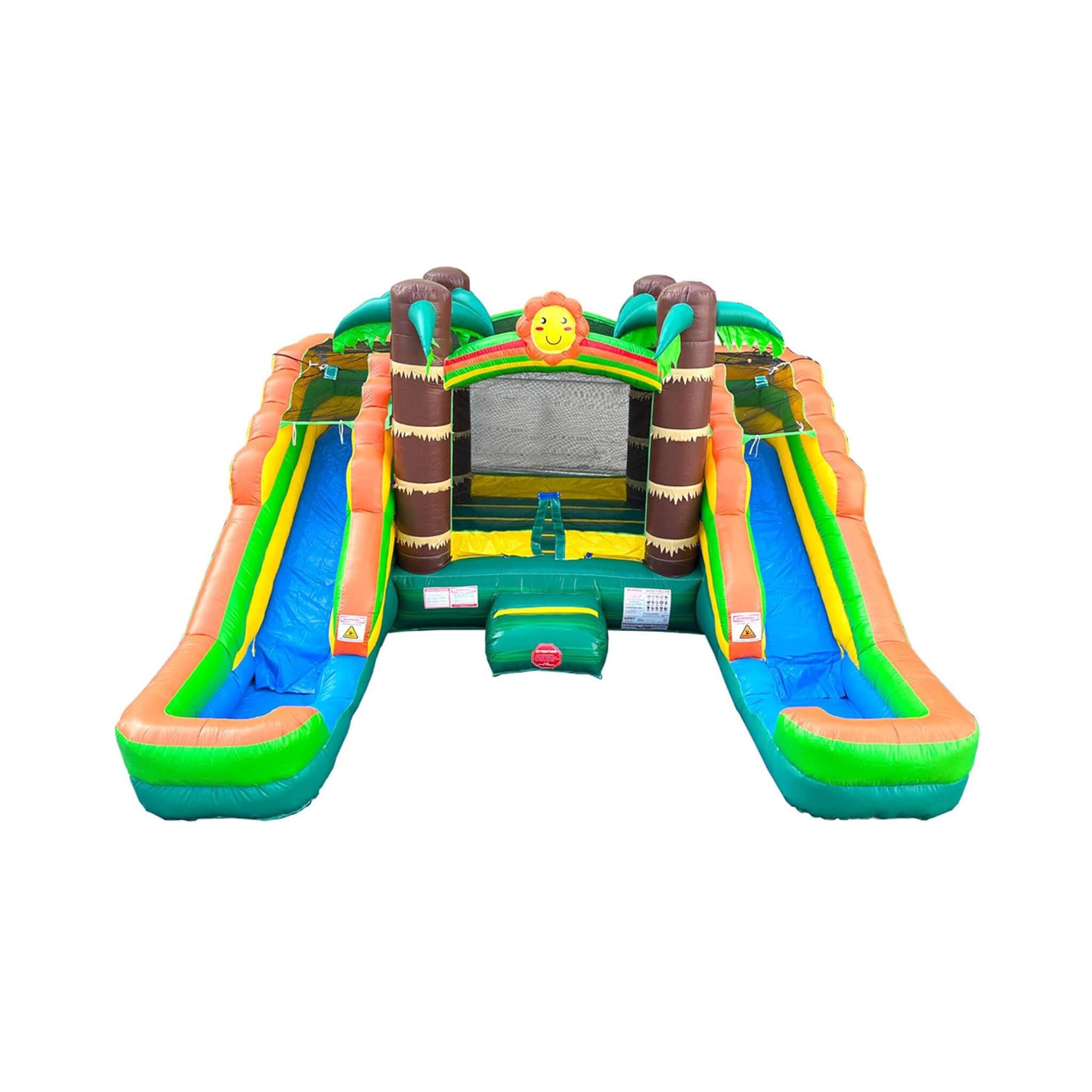 16FT Tropical Bounce House Combo With Double Water Slides (SAK92508)