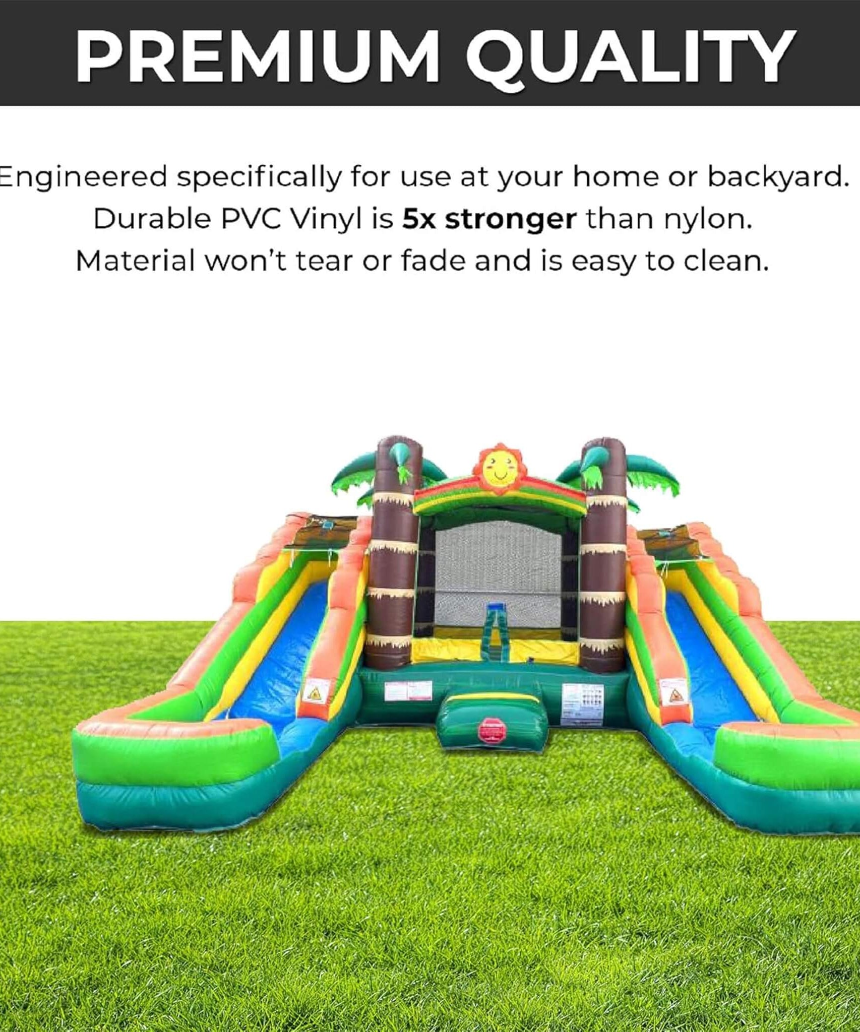 16FT Tropical Bounce House Combo With Double Water Slides (SAK92508)