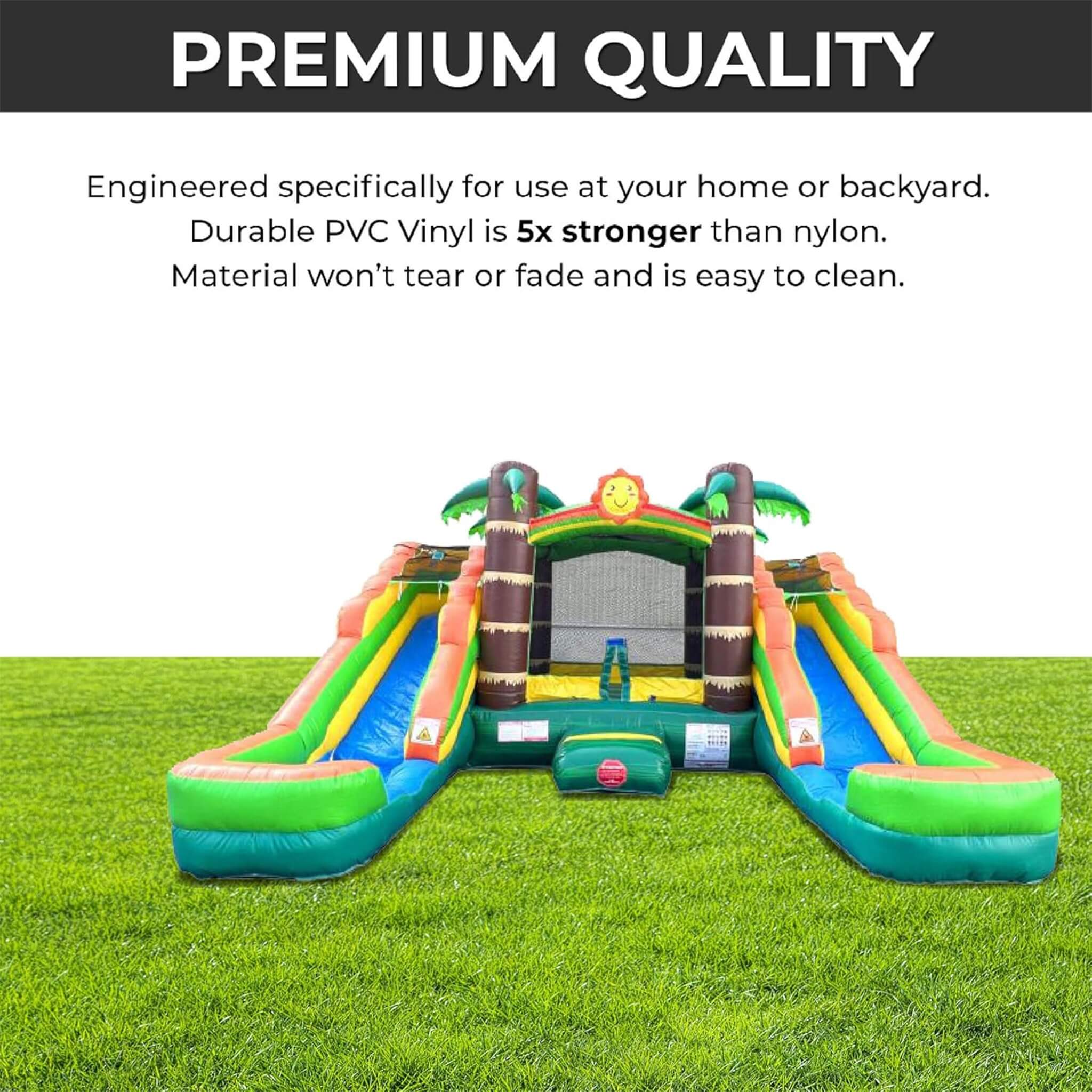 16FT Tropical Bounce House Combo With Double Water Slides (SAK92508)