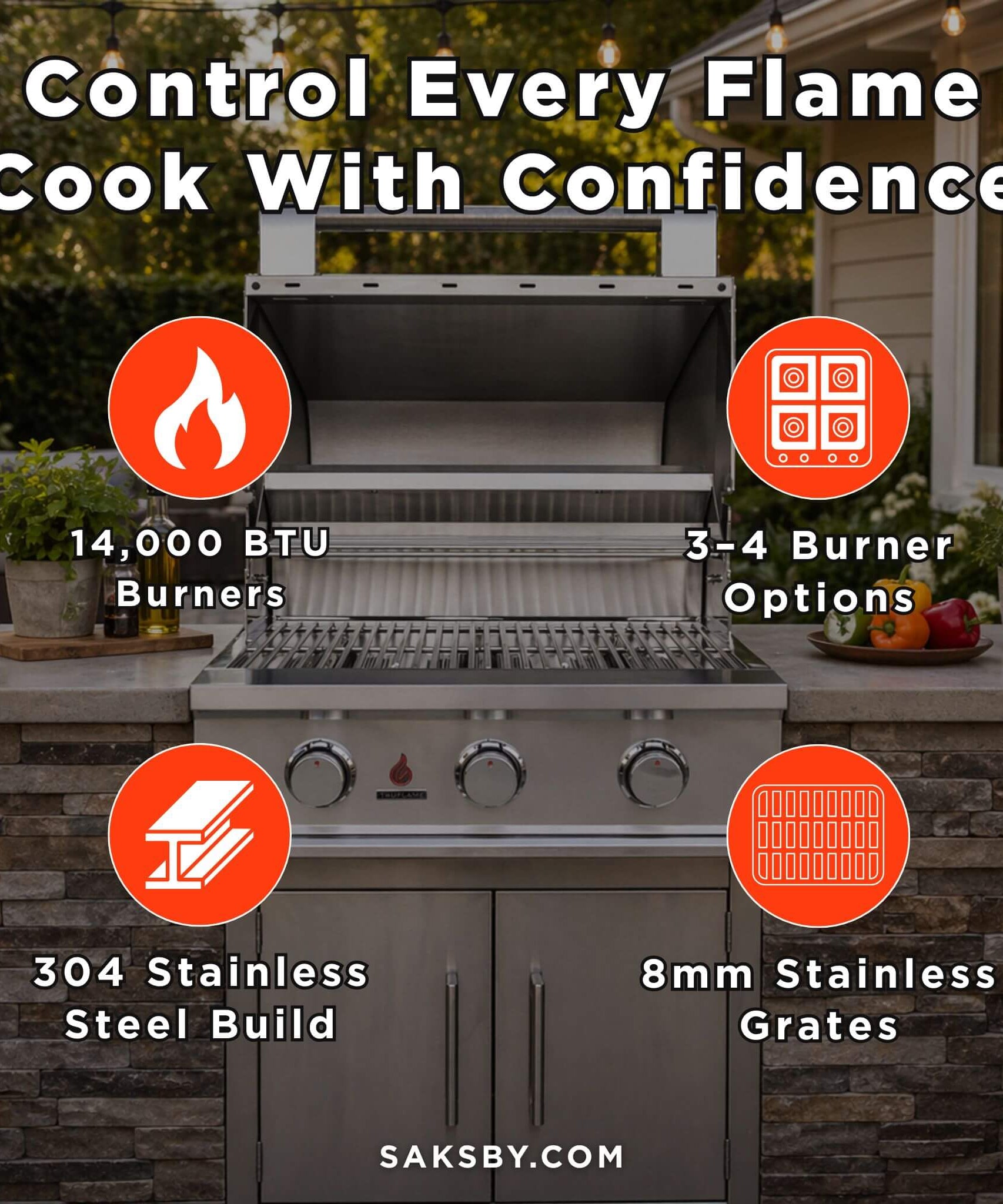 TrueFlame E-Series Built-In Stainless Steel Gas Grill [TFE25/32] (SAK13784)