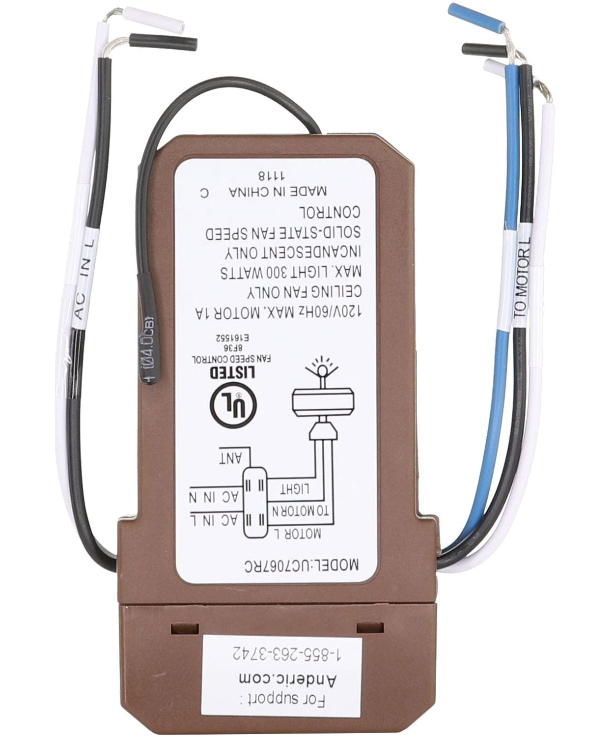 Anderic UC7067FCRX / FAN28R-T Thermostatic 3-Speed Ceiling Fan Receiver for Hampton Bay and Others