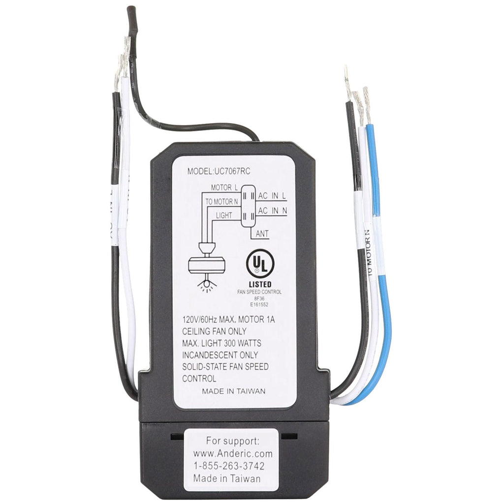 Anderic Wired Wall Switch Universal 3-Speed Ceiling Fan Remote Control Kit | UC9051T-WIRED/UC7067FMRX