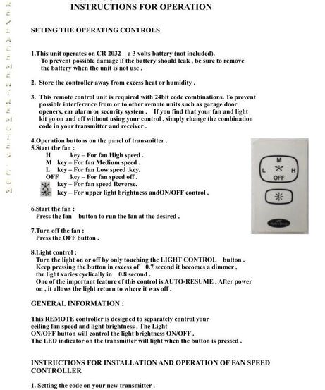 Anderic UC7067RYA Replacement Ceiling Fan Receiver for Harbor Breeze