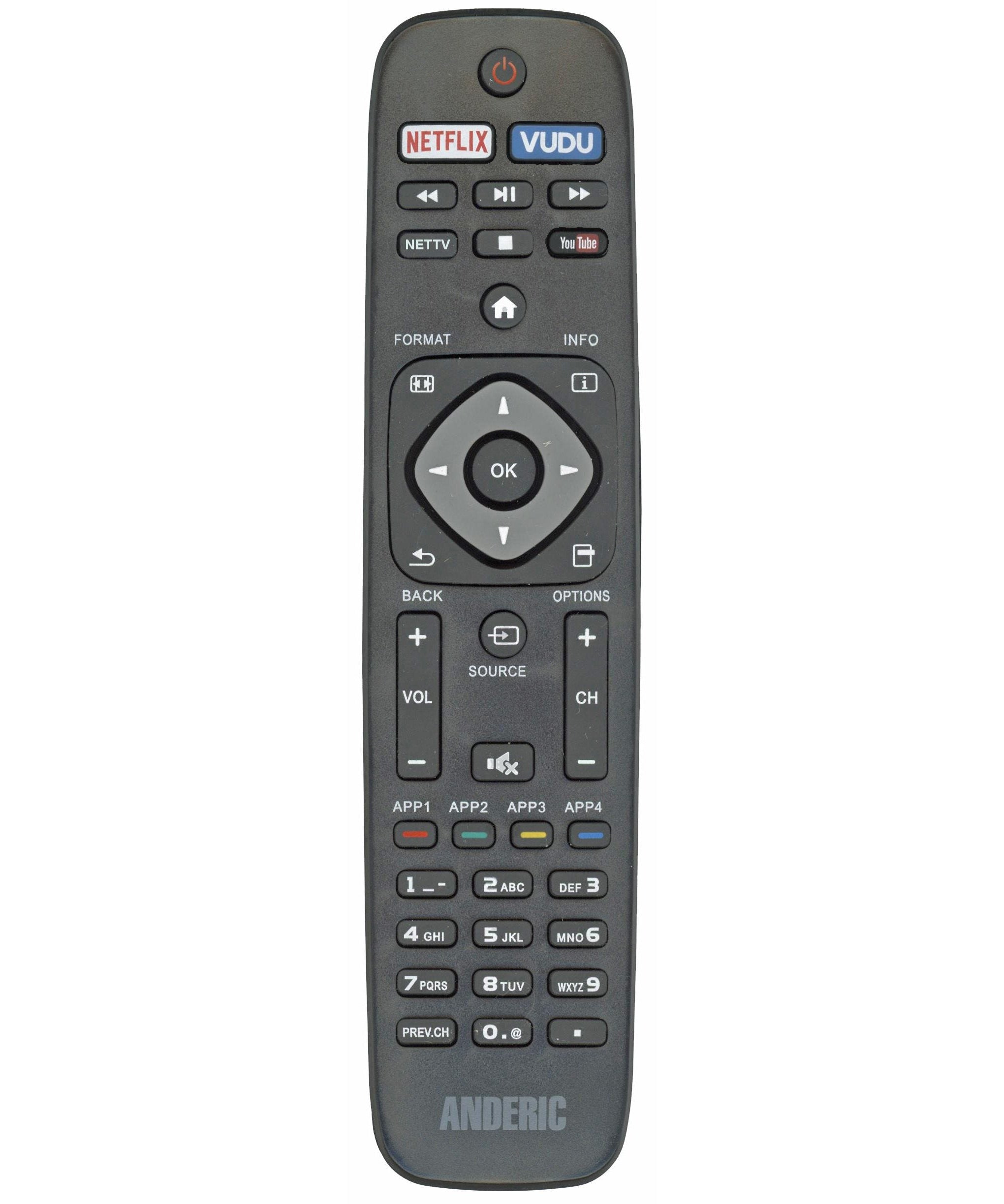 Anderic URMT41JHG003 Replacement Smart TV Remote Control for Philips NH500UP, URMT41JHG012, URMT41JHG006, and more