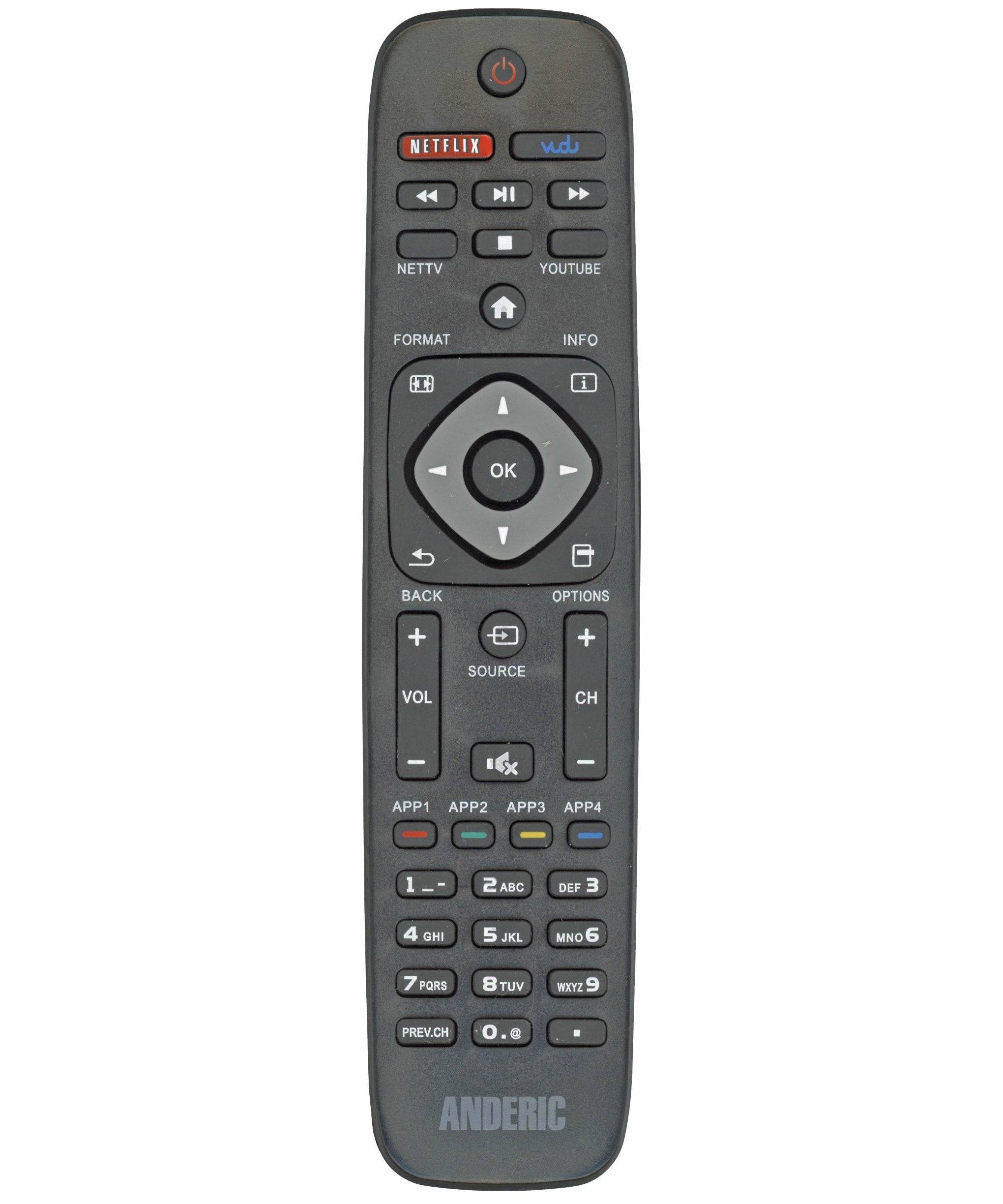 Anderic URMT41JHG003 Replacement Smart TV Remote Control for Philips NH500UP, URMT41JHG012, URMT41JHG006, and more