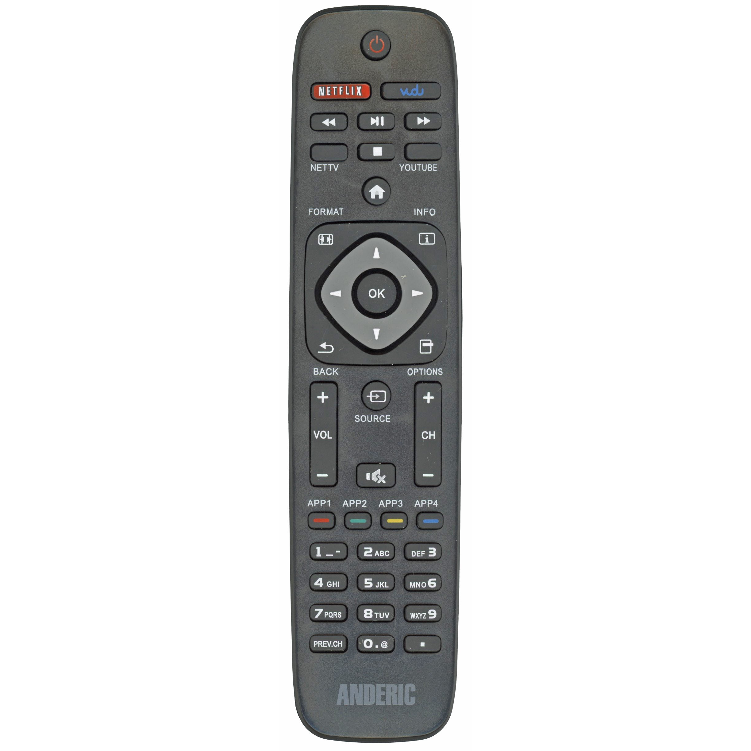 Anderic URMT41JHG003 Replacement Smart TV Remote Control for Philips NH500UP, URMT41JHG012, URMT41JHG006, and more