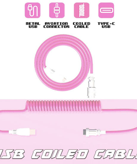 USB Coiled Cable | Double-Sleeved Mechanical Keyboard Wire | Detachable Metal Aviator