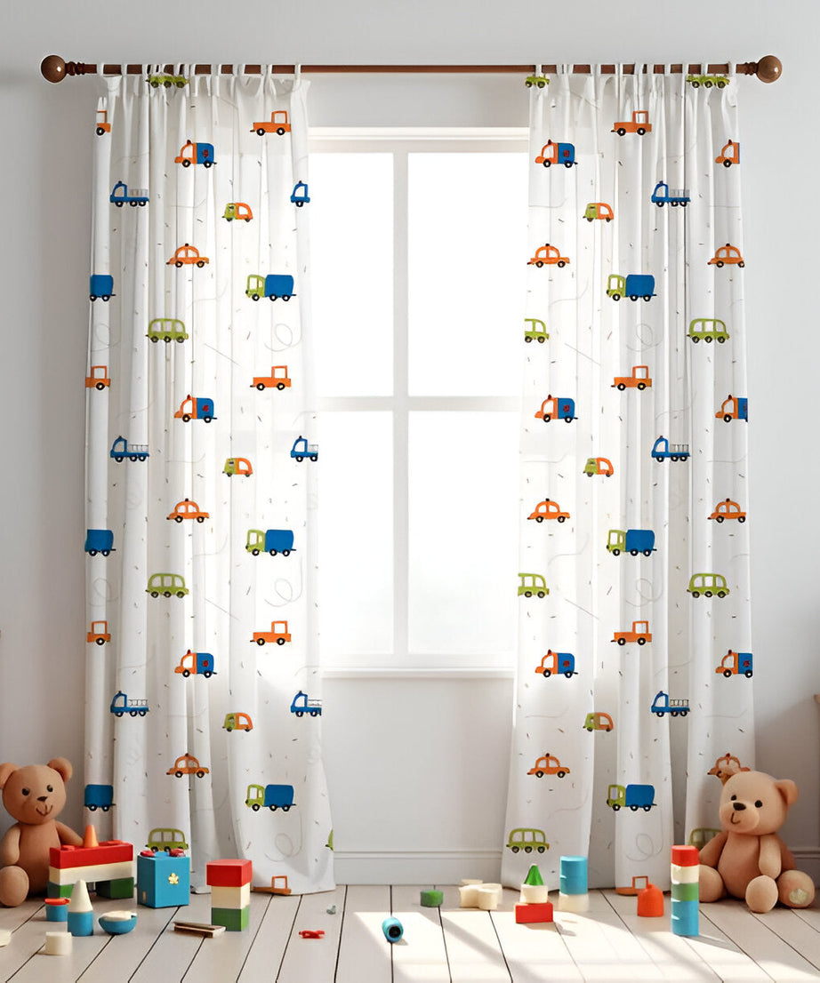 Vehicles Themed Baby Room Curtain