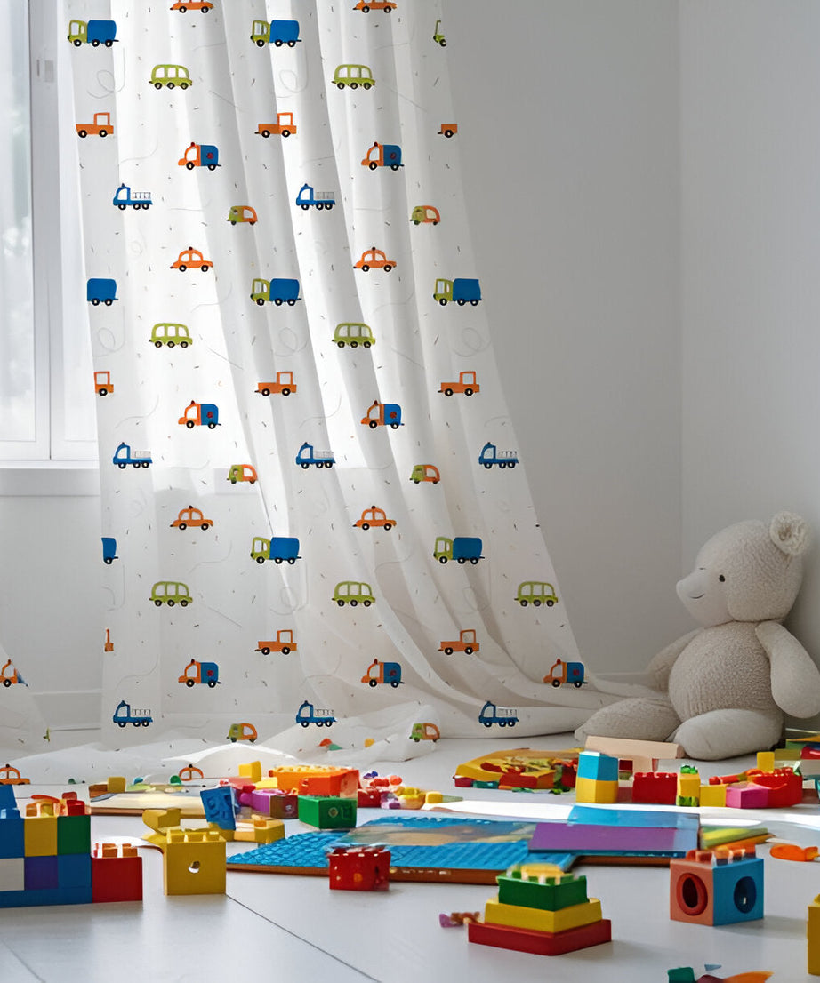 Vehicles Themed Baby Room Curtain