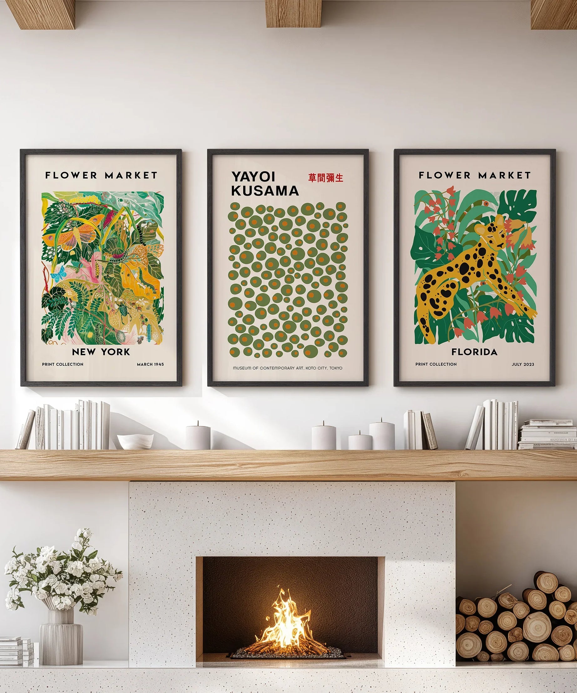 Flower Market, Kusama Art Prints. Modern Tropical Wall Decor